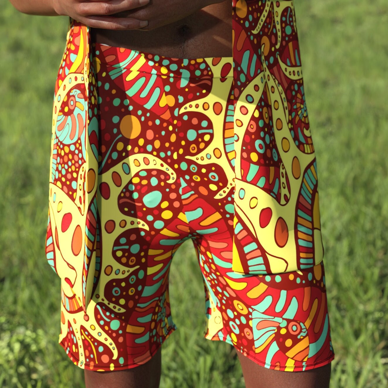Panajay Male Rave Shorts Yellow