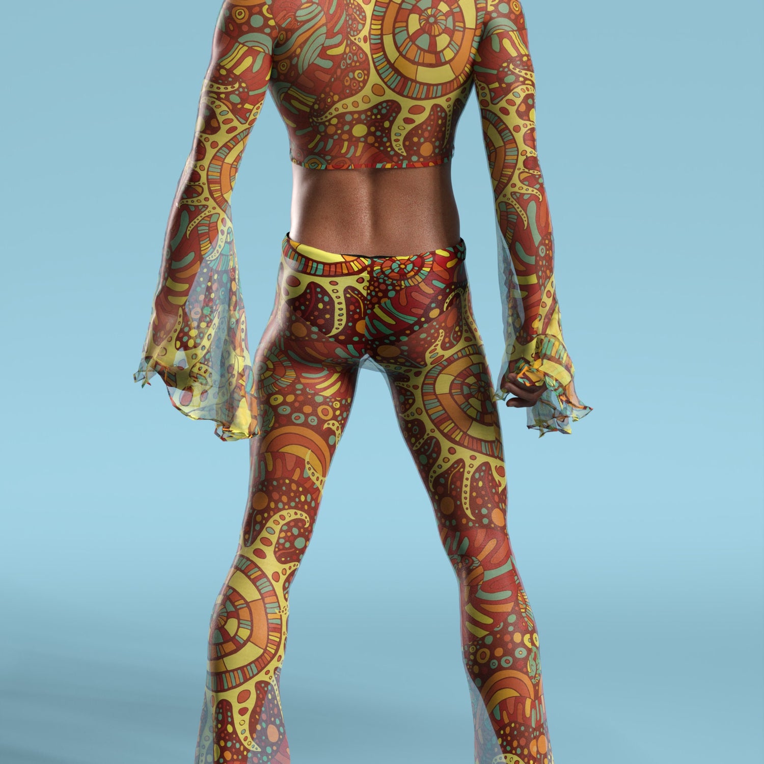 Panajay Mesh Male Flared Pants Mesh