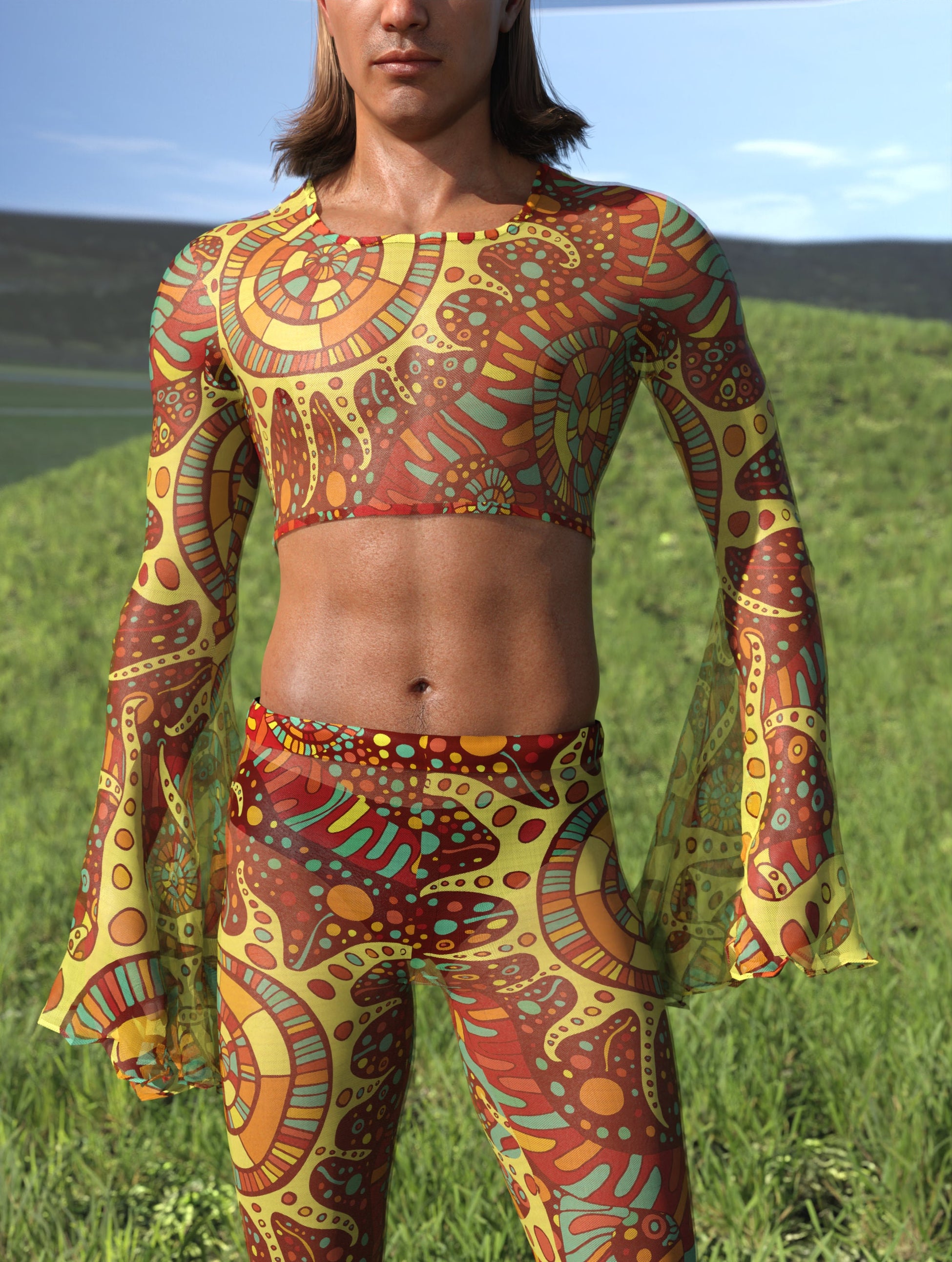 Panajay Mesh Male Flared Pants 1