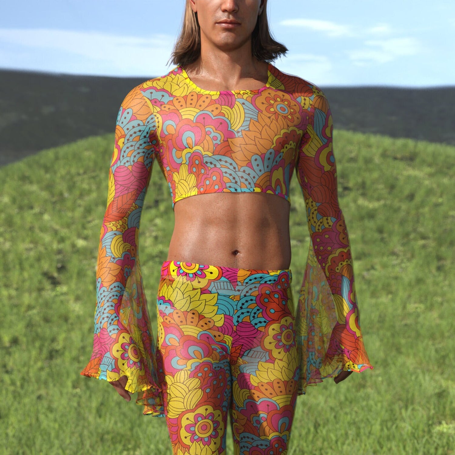 Nature's Wonder Mesh Male Flared Set Yellow