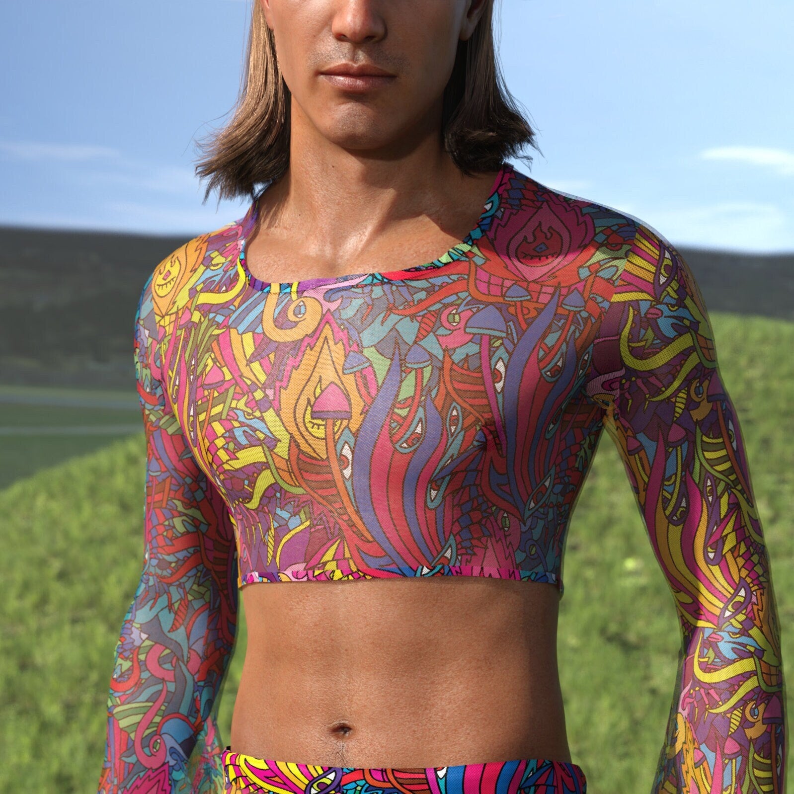 Drememi's Realm Mesh Male Bell Sleeve Top 2