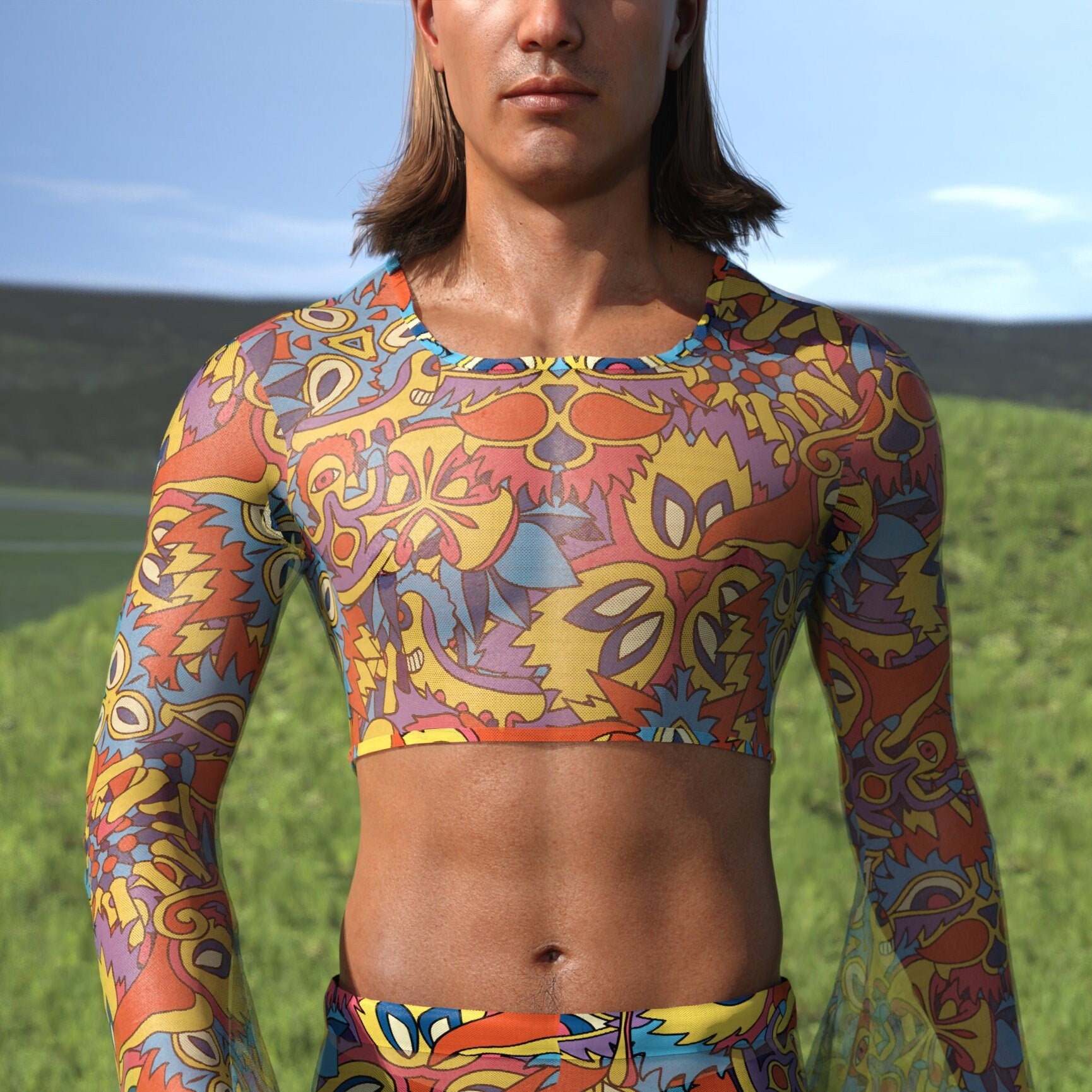 Above All Things Mesh Male Bell Sleeve Top 2