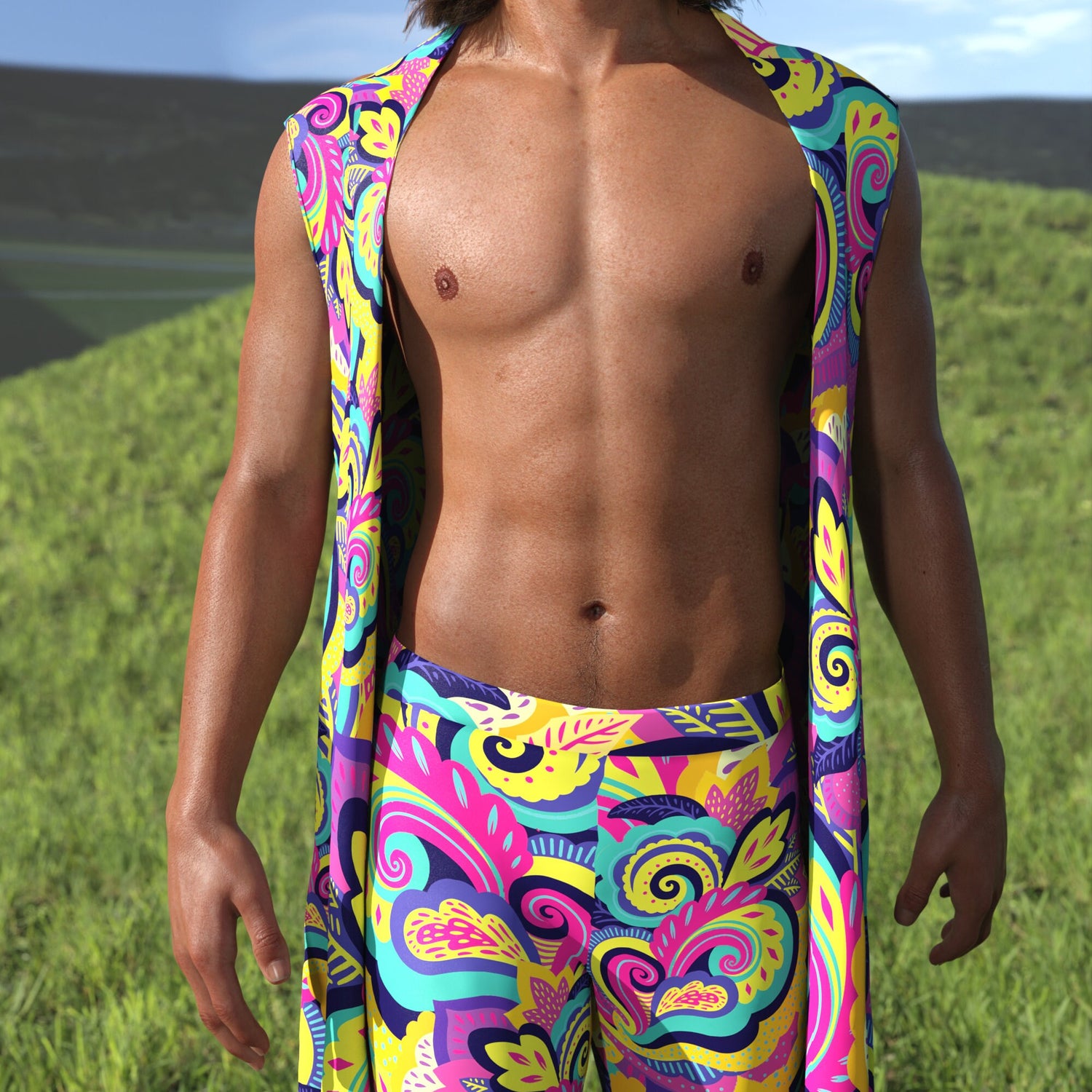 Summer Blossom Male Flared Pants