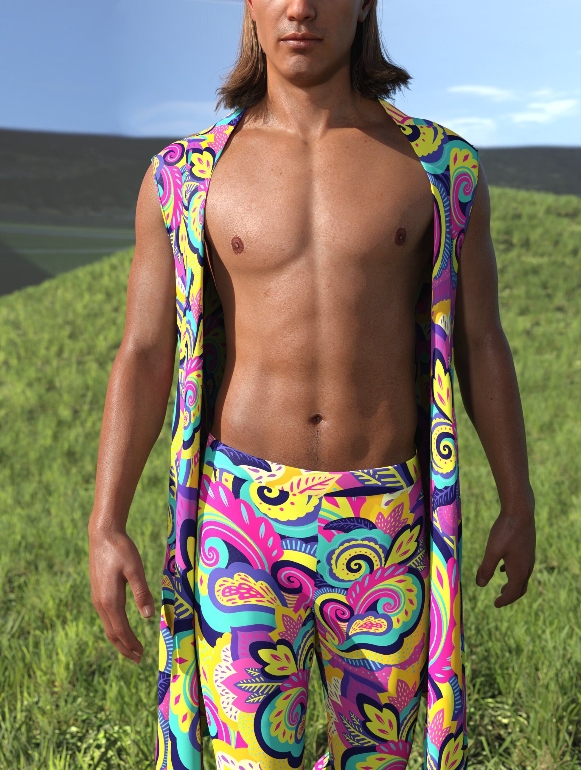 Summer Blossom Male Flared Pants 1