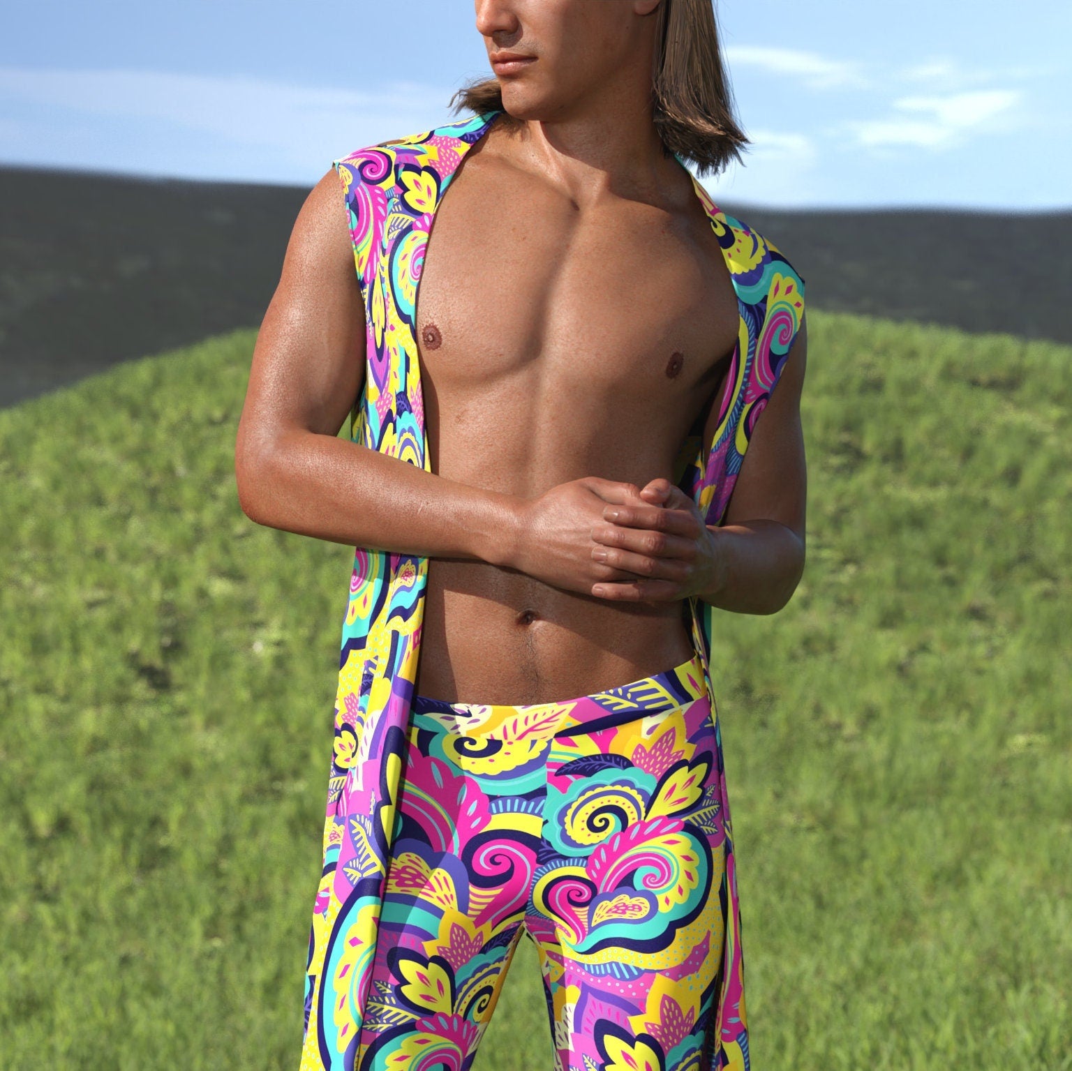 Summer Blossom Male Vest Bell Bottom Set 2