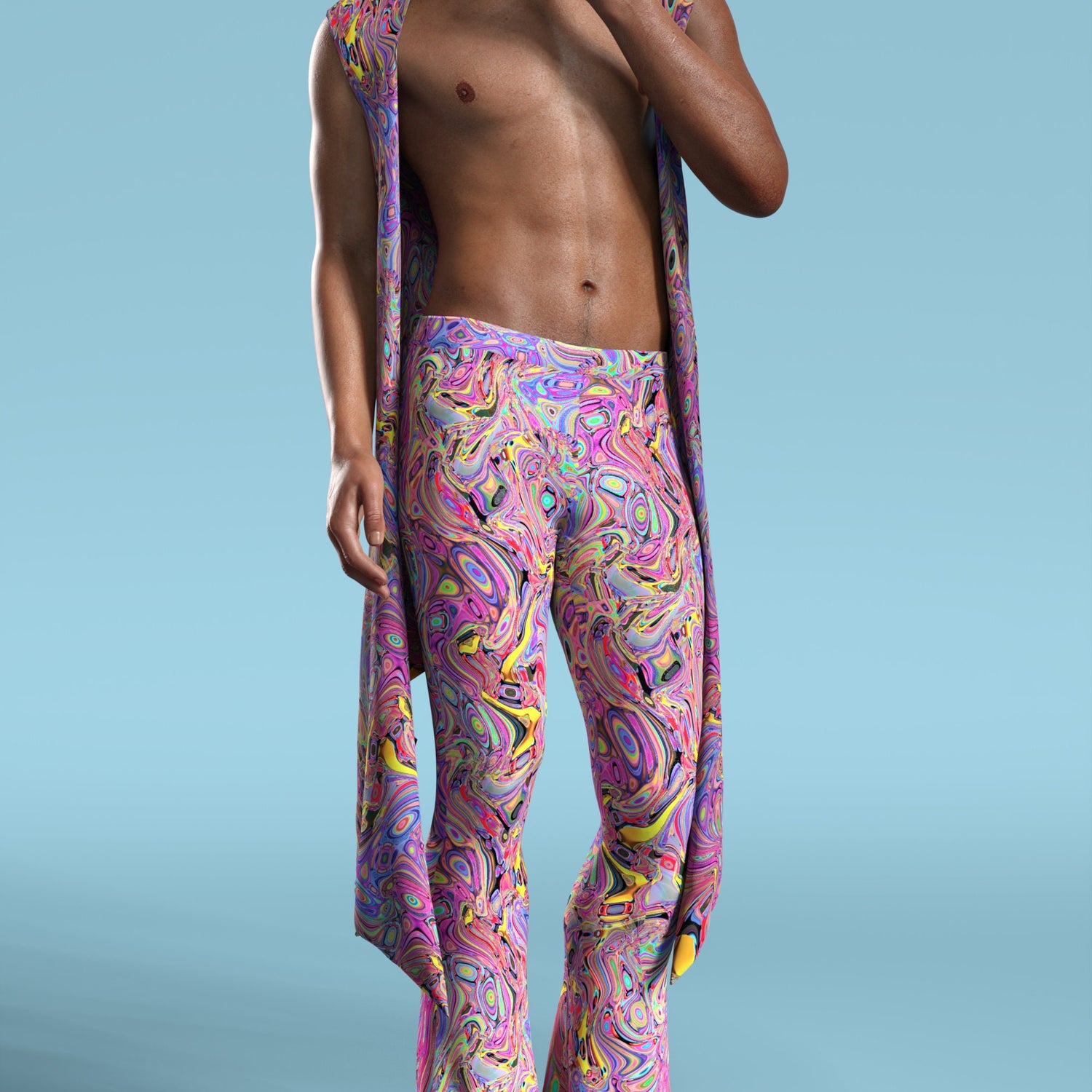 Beyond Thought Male Flared Pants Mesh, Lycra