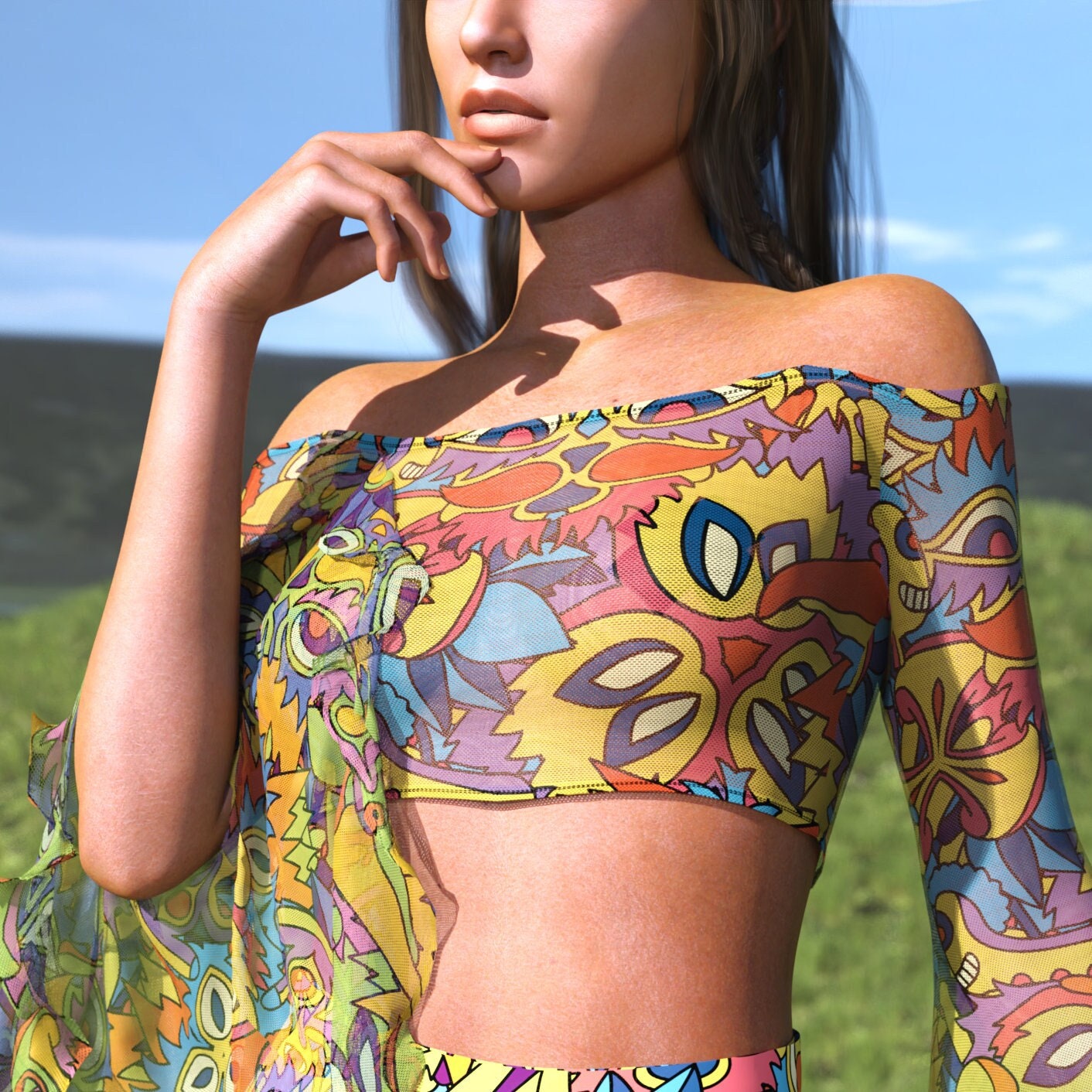 Above All Things Mesh Off Shoulder Top 2