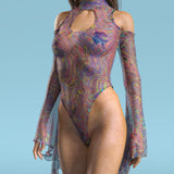 Beyond Thought Mesh Teardrop Leotard