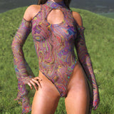 Beyond Thought Mesh Teardrop Leotard