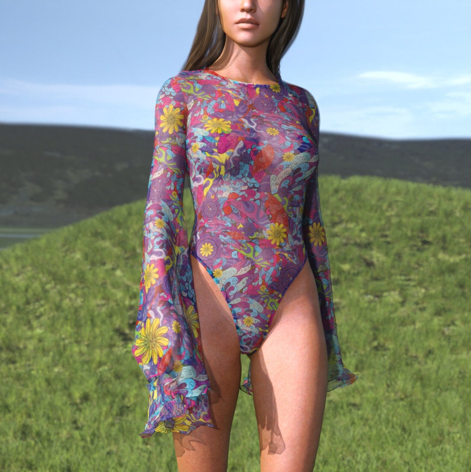 Moonblossom Mesh Bare Back Leotard 2