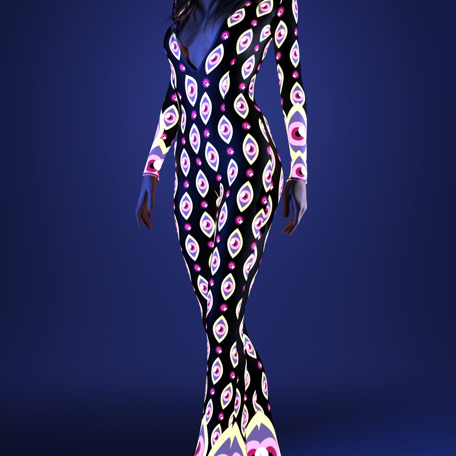 UV Eye Dee Low Cut Costume UV Reactive