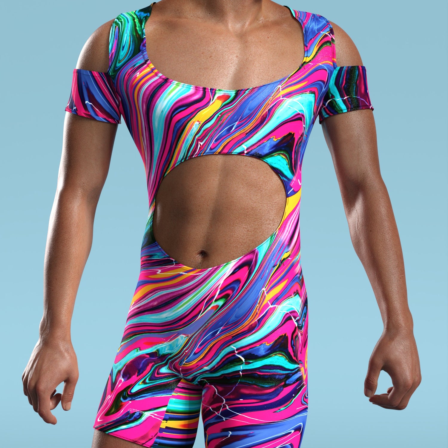 Vivid Vortex Male Cutout Romper 6