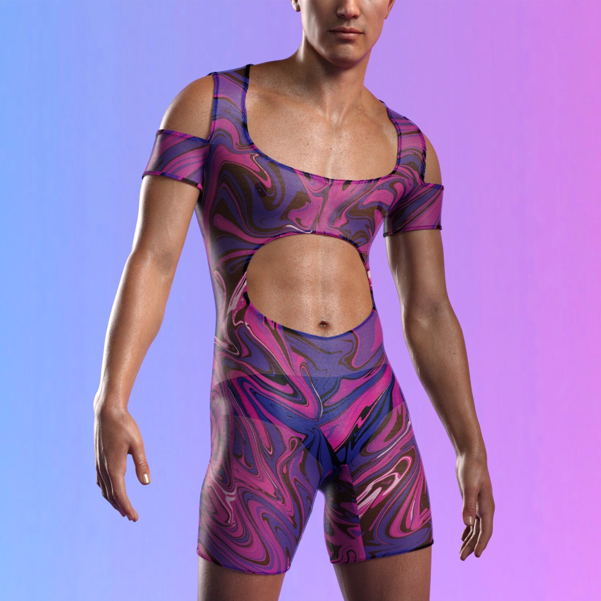 Energy Flux Mesh Male Cutout Romper 2