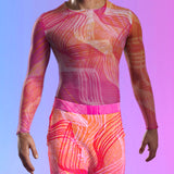 Electric Slide Pink Mesh Male Top