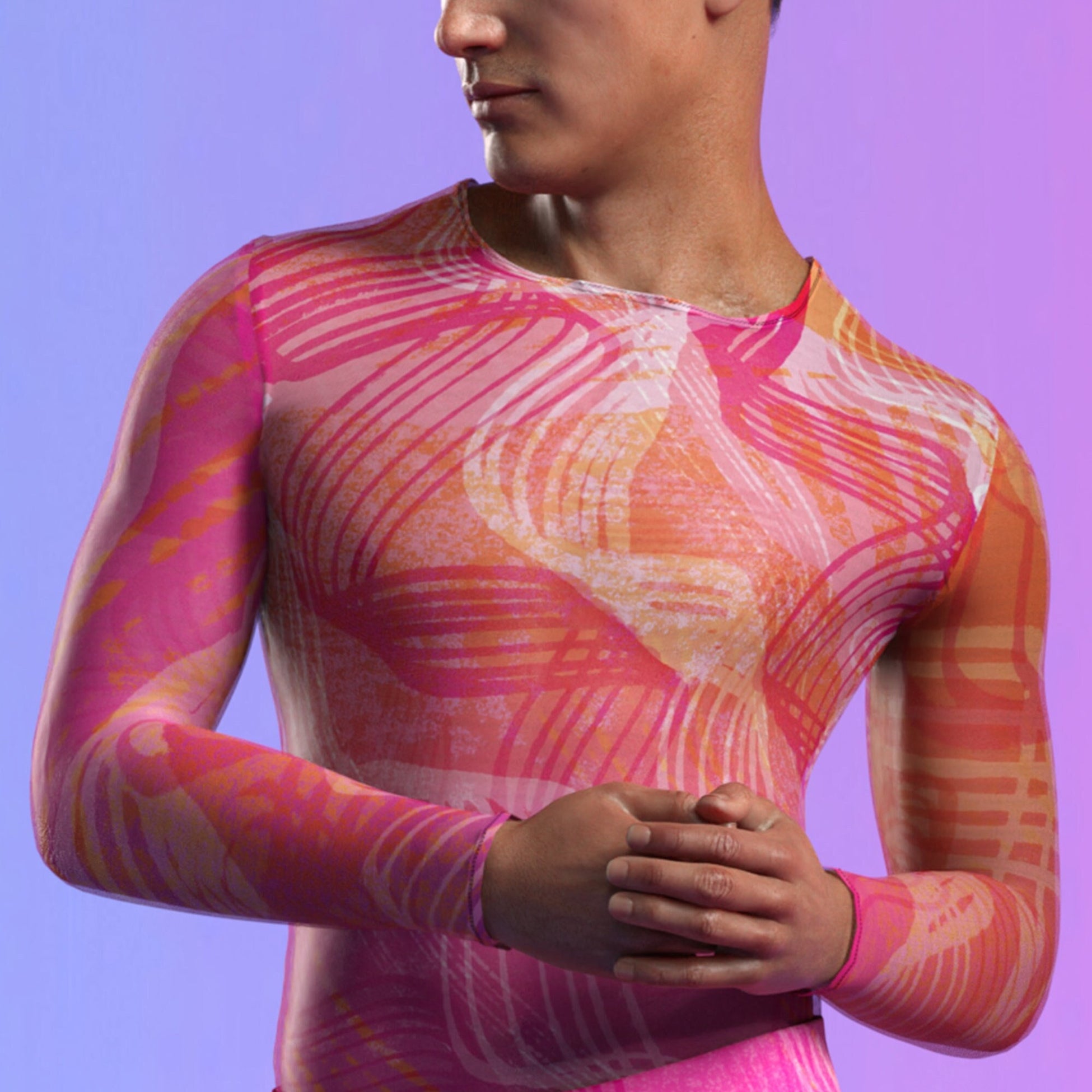 Electric Slide Pink Mesh Male Top 2