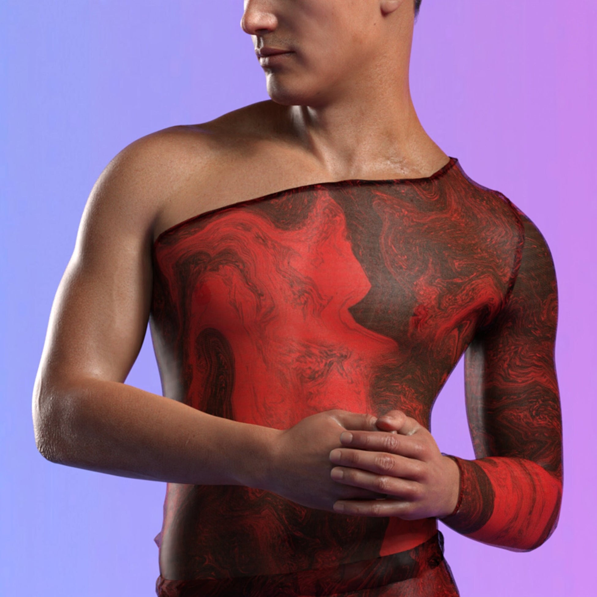 Deep Signal Mesh Male Asymmetrical Top 2
