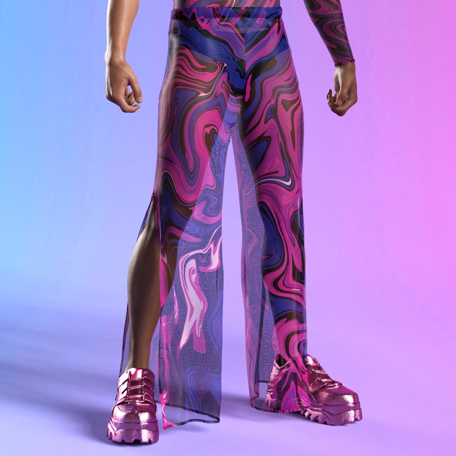 Energy Flux Mesh Male Split Pants Pink