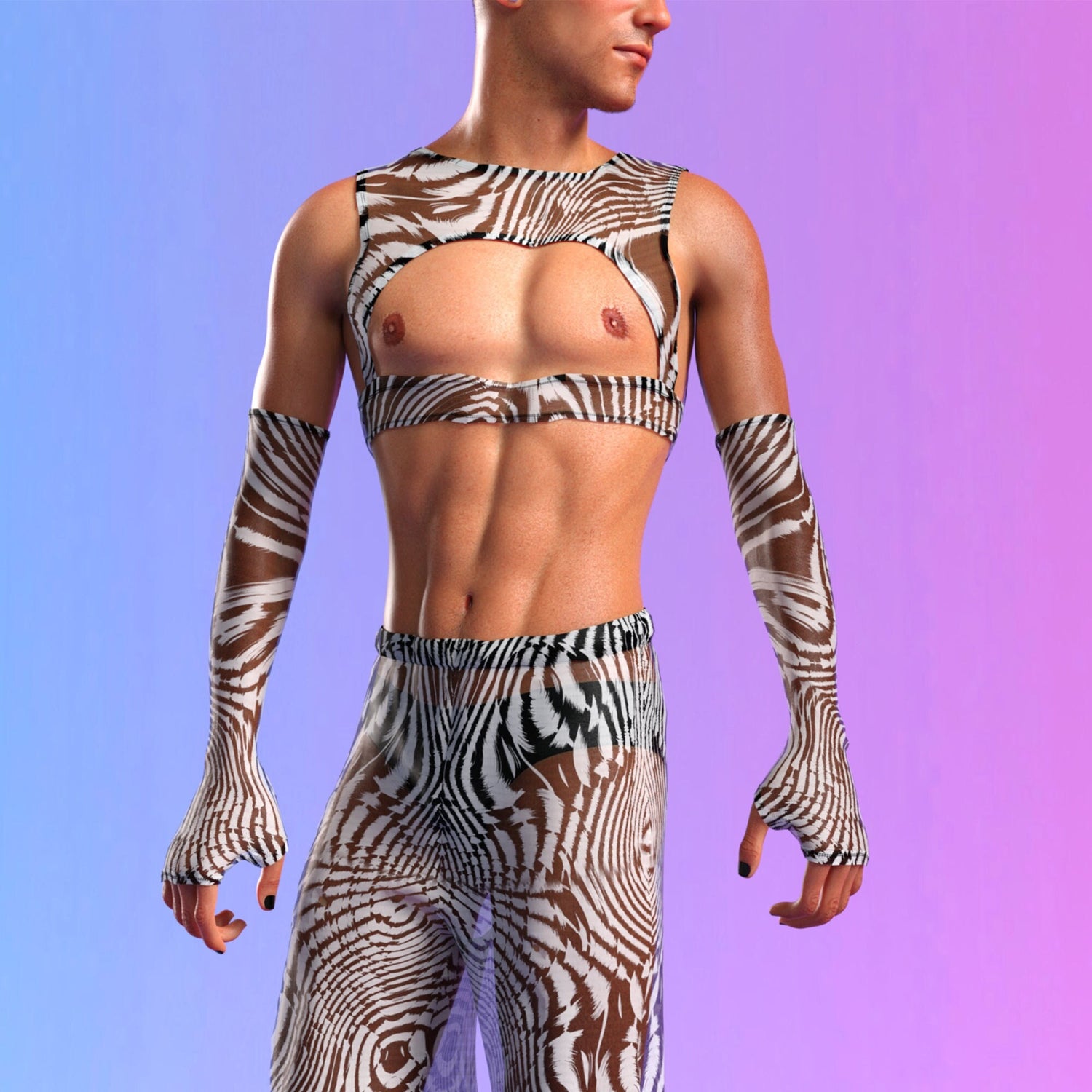Anima Mesh Male Harness Set Black, White