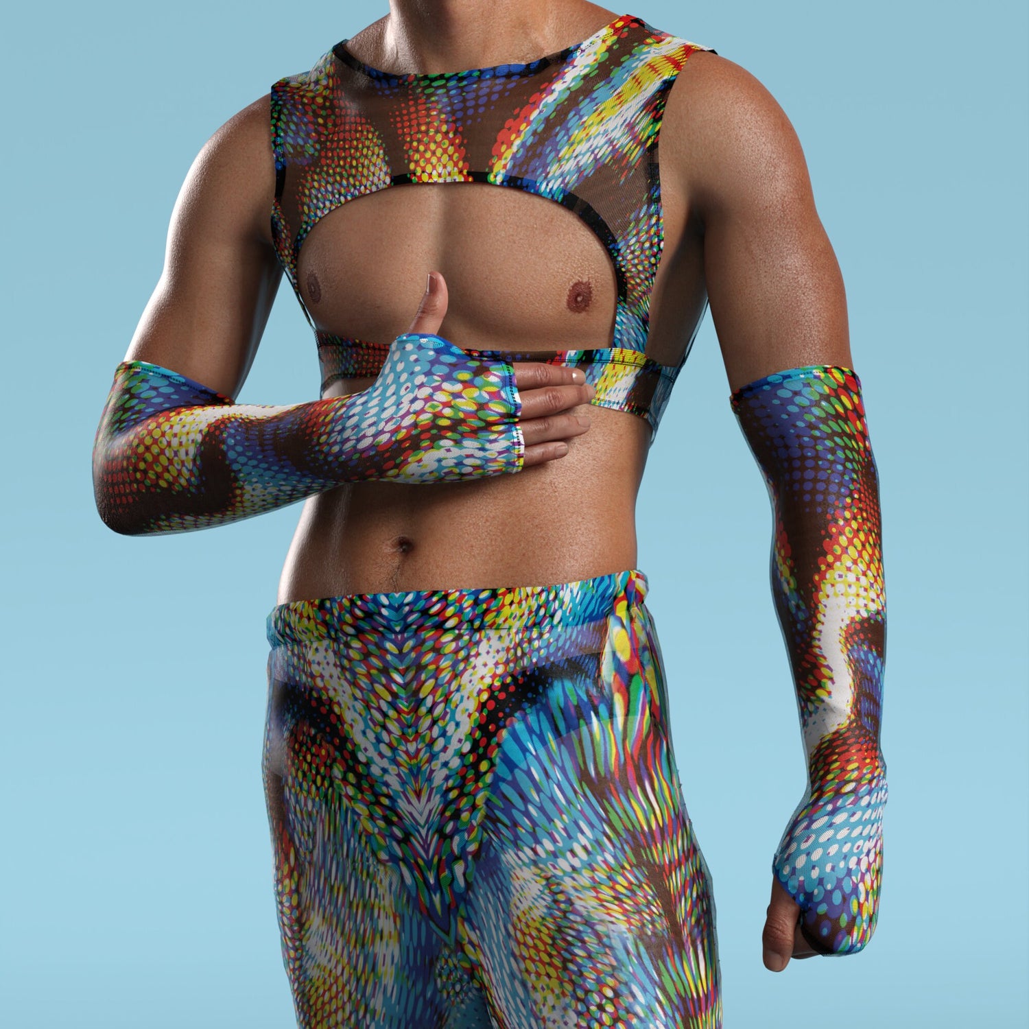 Men Supersonic Mesh Male Harness Set