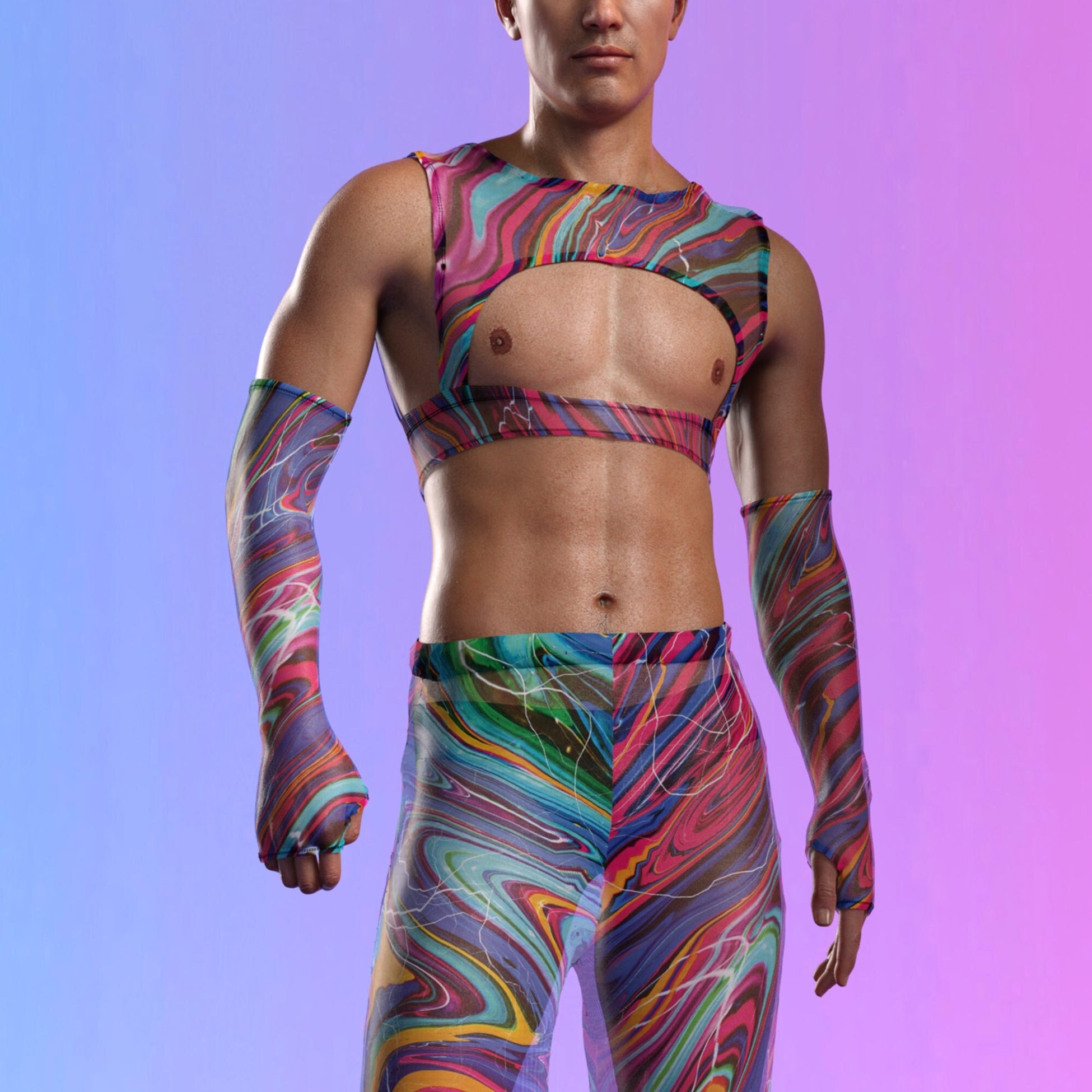 Vivid Vortex Mesh Male Harness Set 2