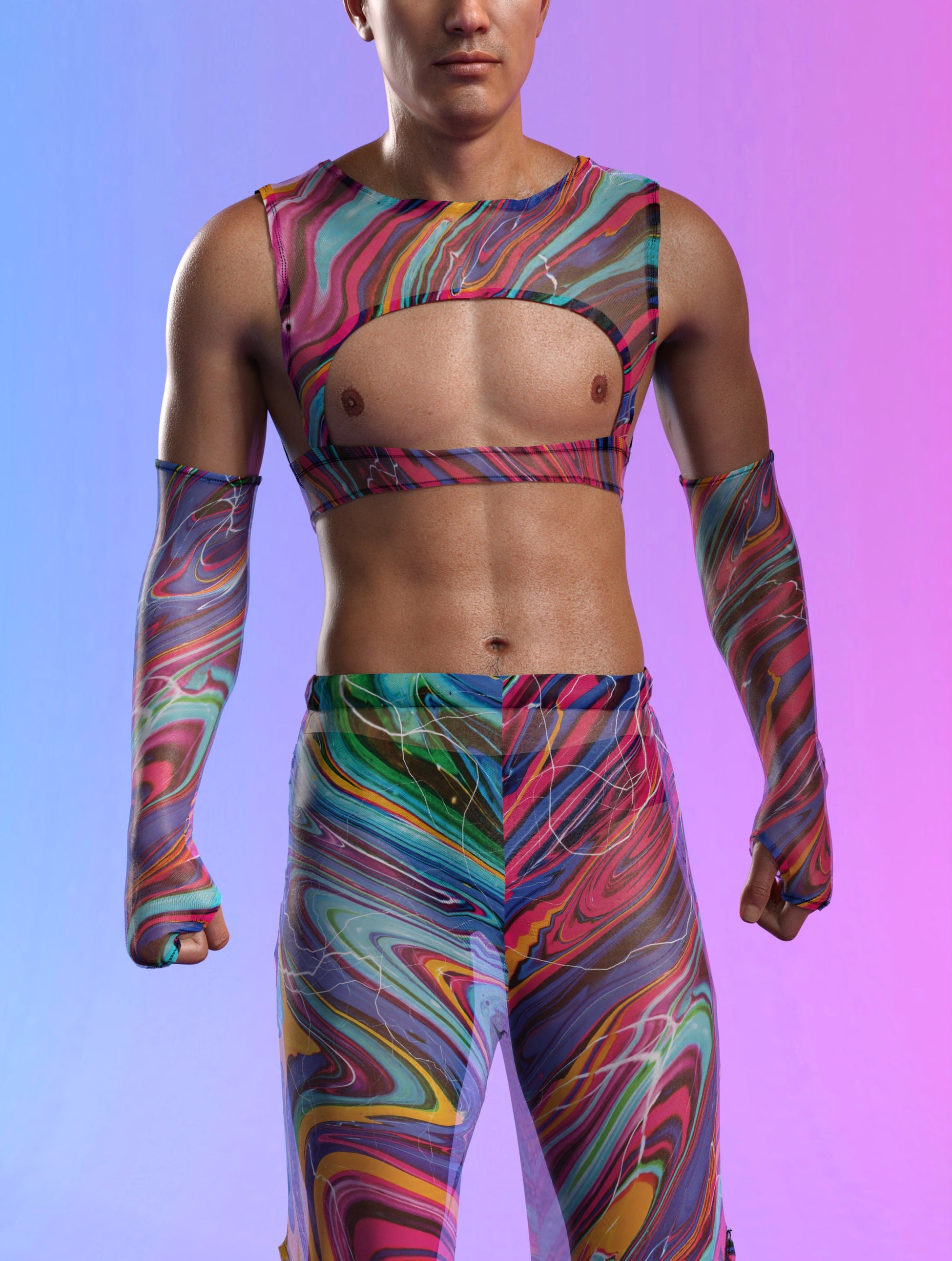 Vivid Vortex Mesh Male Pants 1