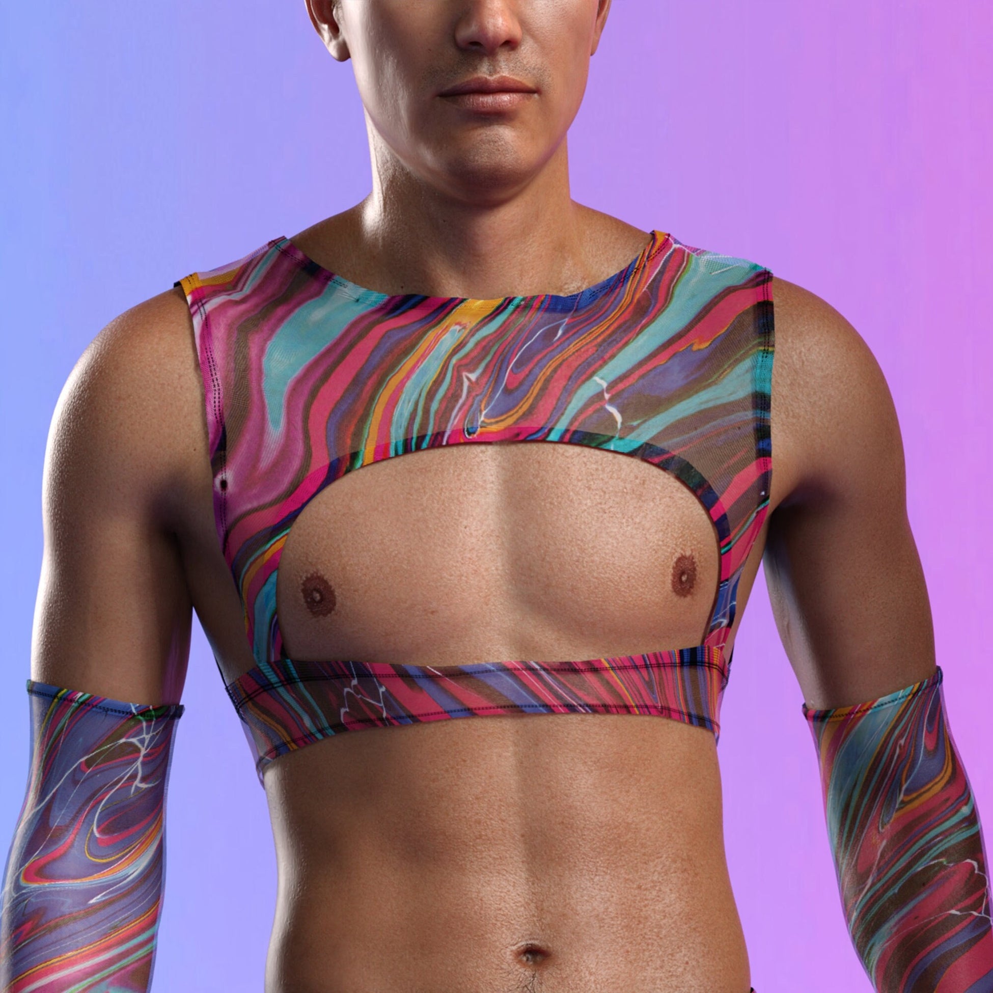 Vivid Vortex Mesh Male Harness Top 2