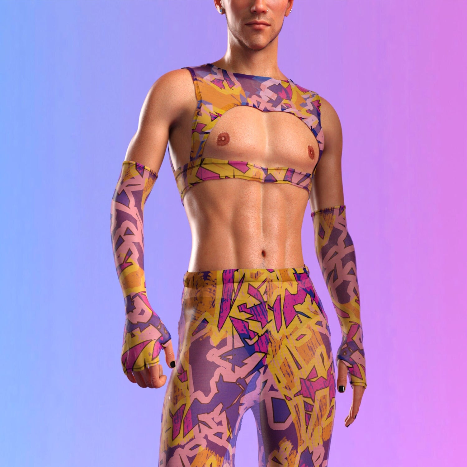 Xperiment Mesh Male Harness Set Yellow