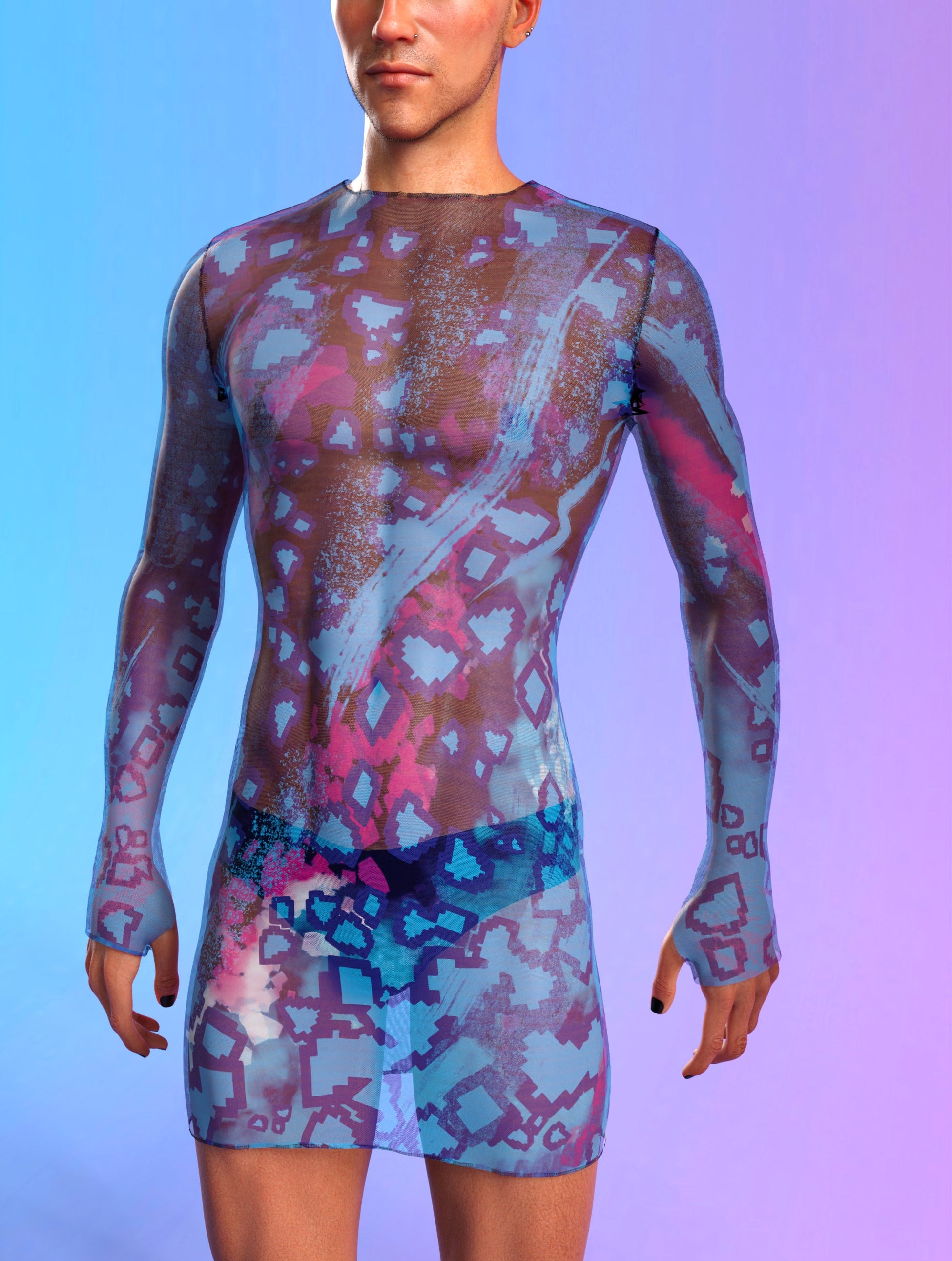 Polarize Mesh Male Short Dress 1