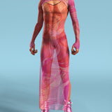 Electric Slide Pink Mesh Male Shrug Dress