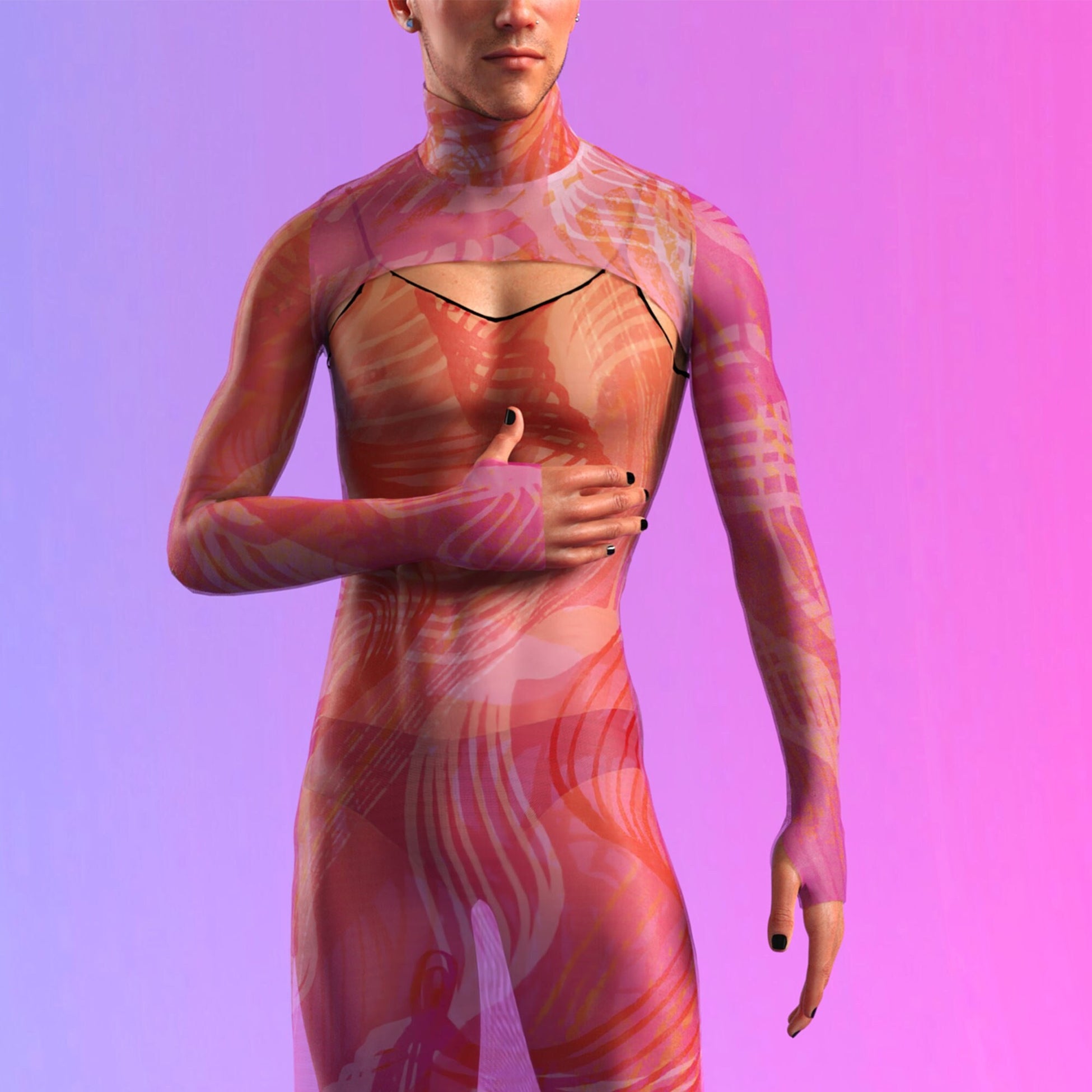 Electric Slide Pink Mesh Male Shrug Dress 2