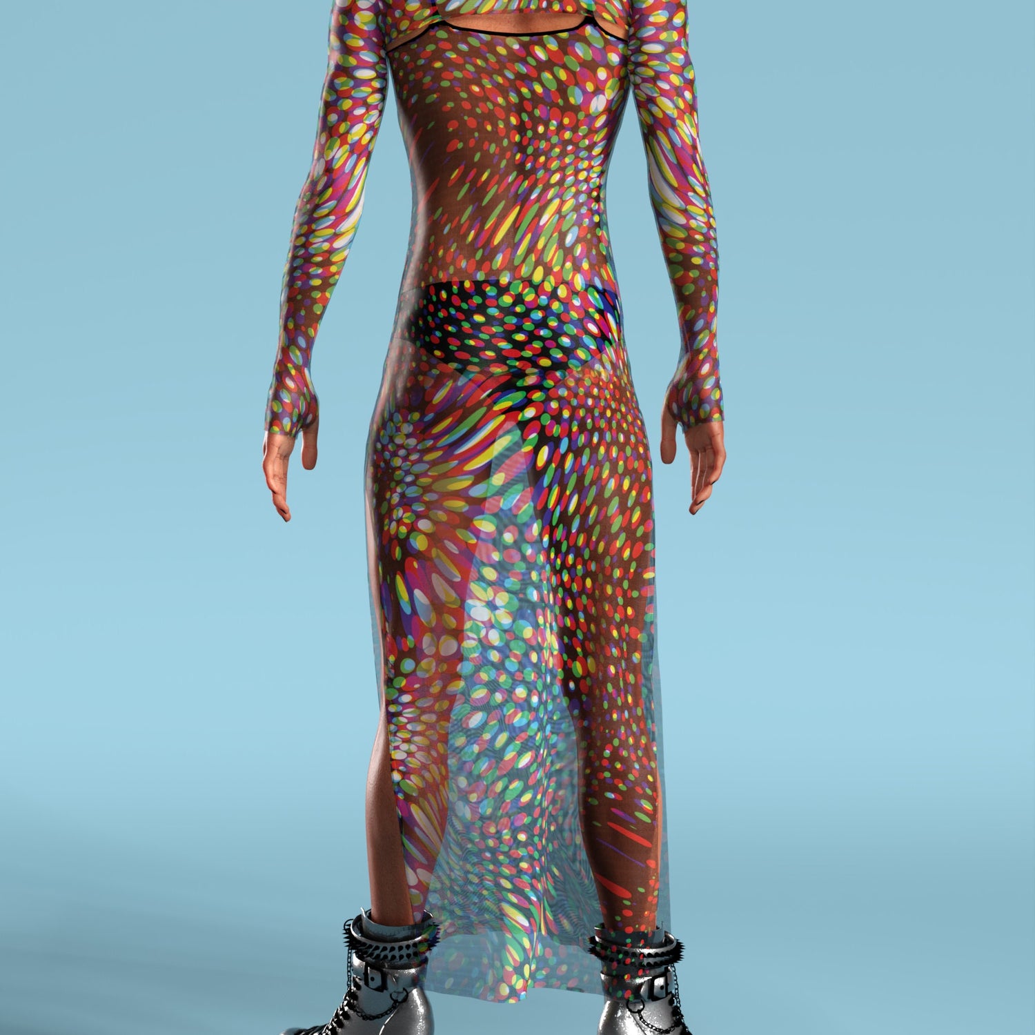 Men Seeing Double Mesh Male Shrug Dress