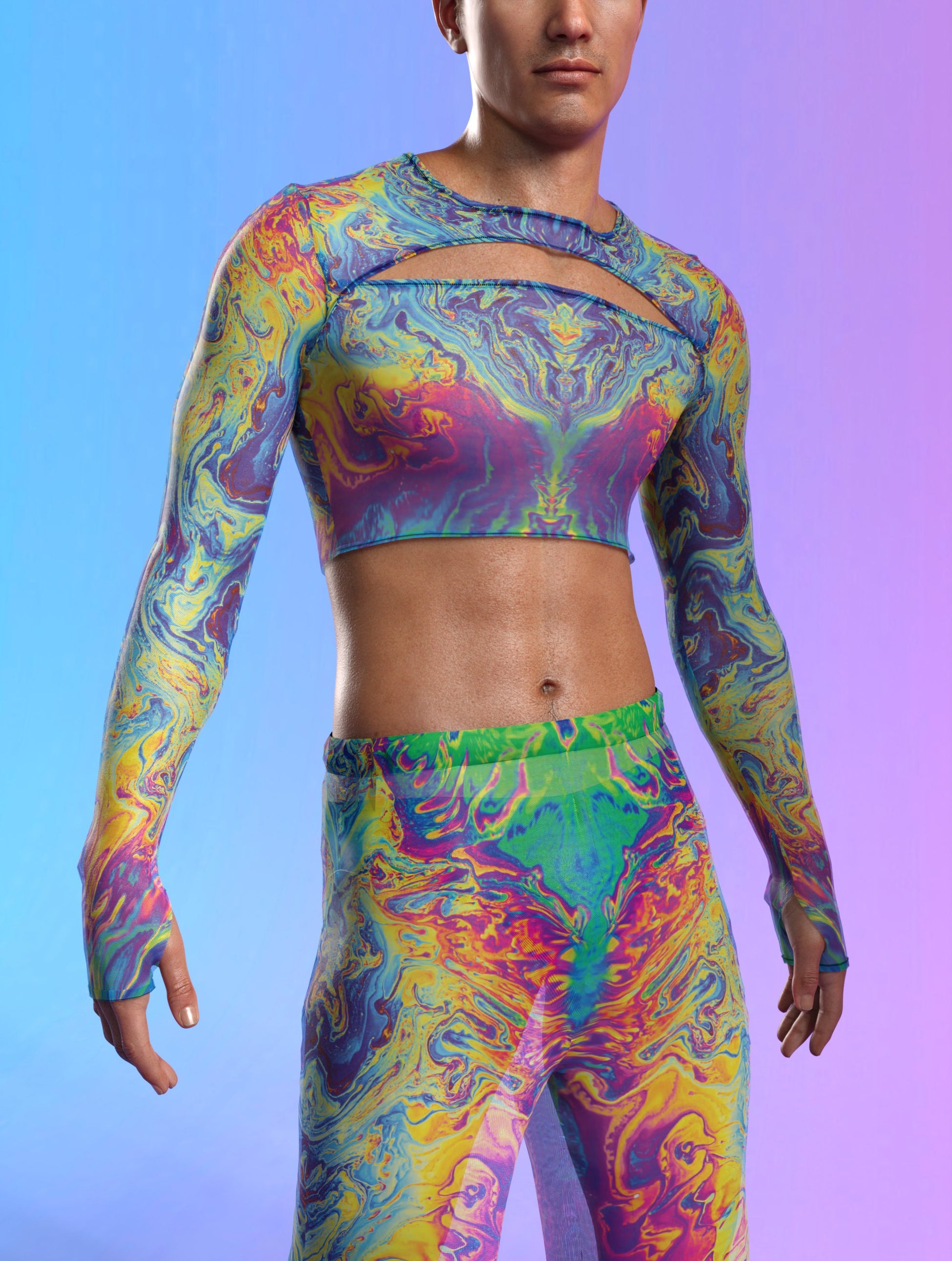 Intercepted Mesh Male Split Pants 1