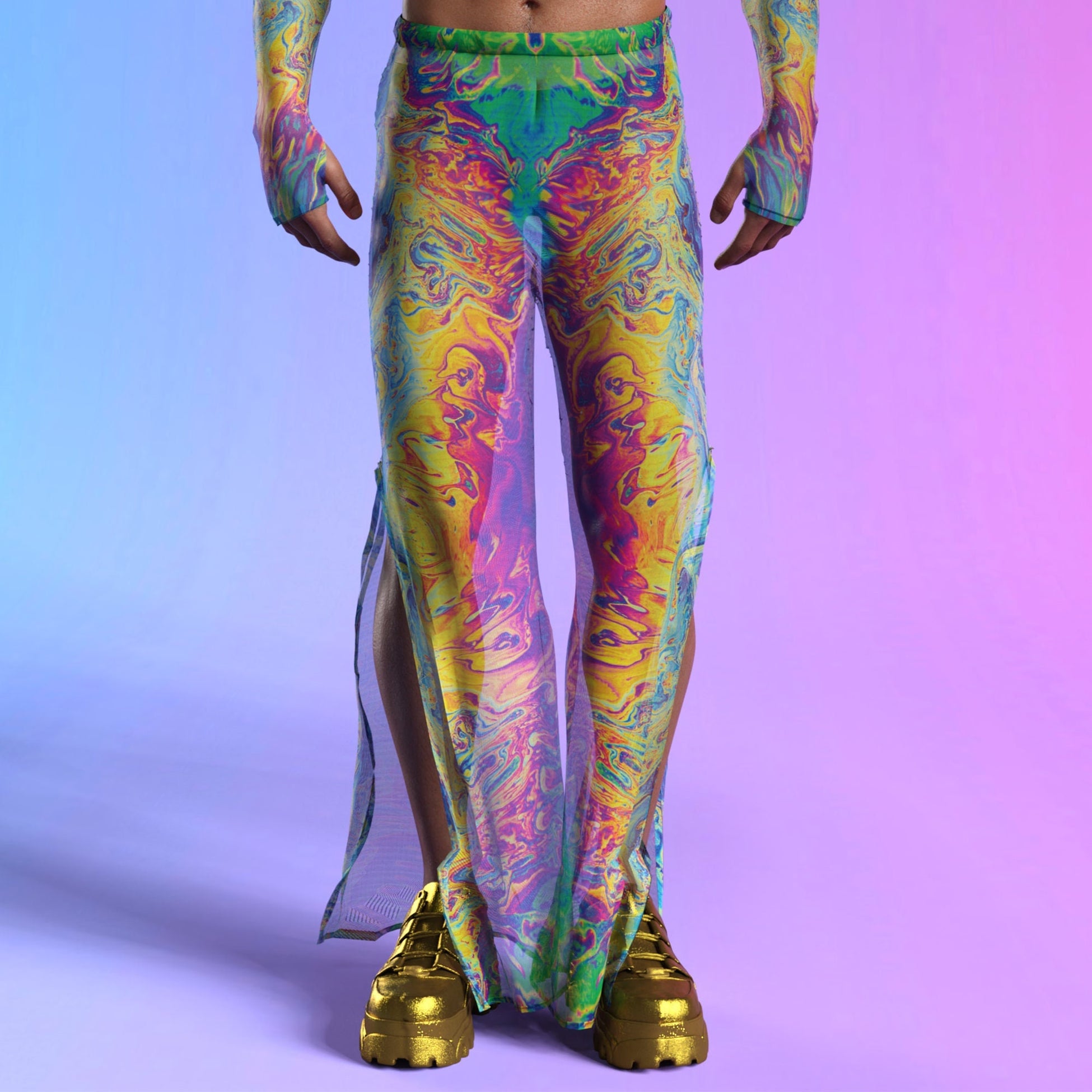 Intercepted Mesh Male Split Pants 2