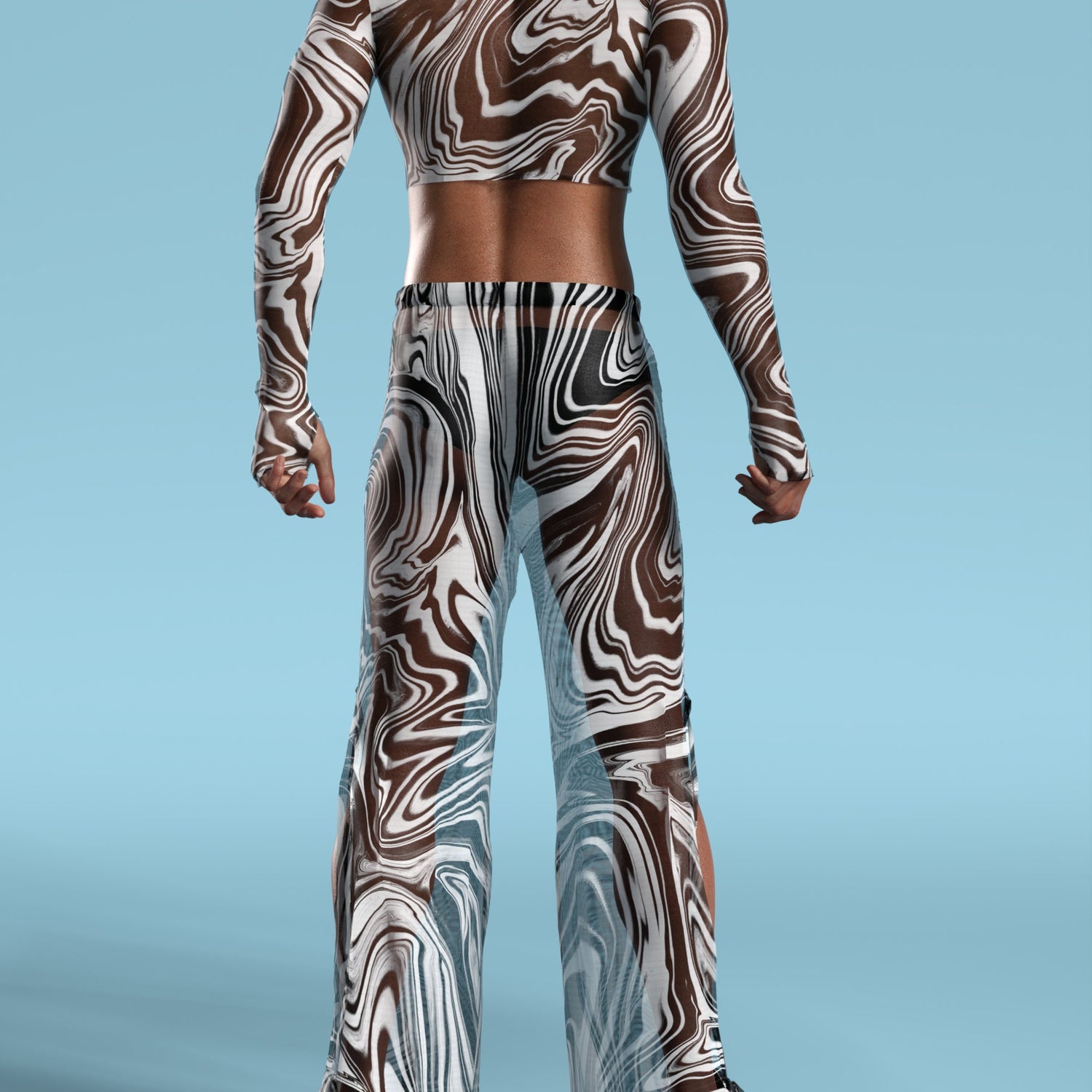 Men White Noise Mesh Male Split Set