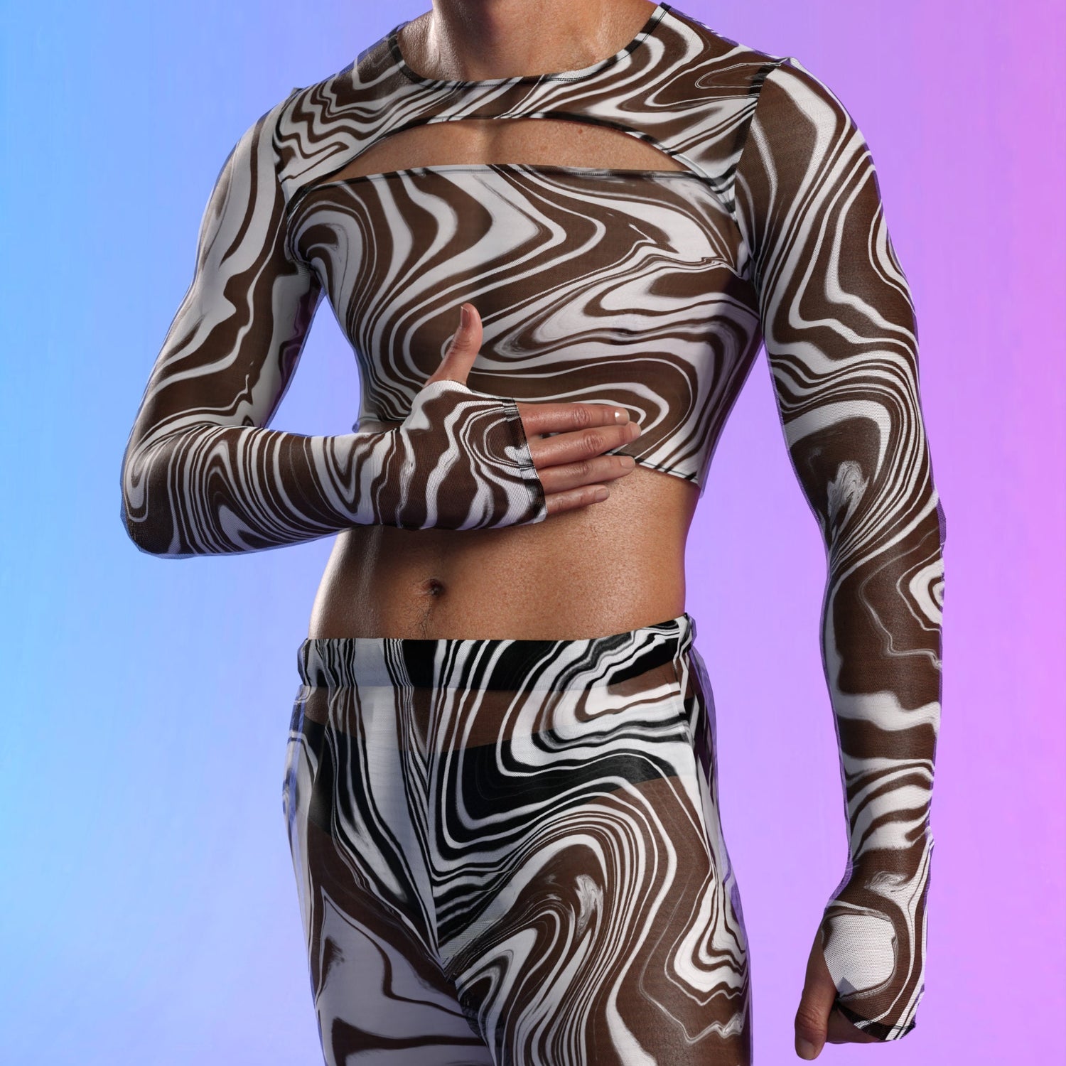 White Noise Mesh Male Split Set