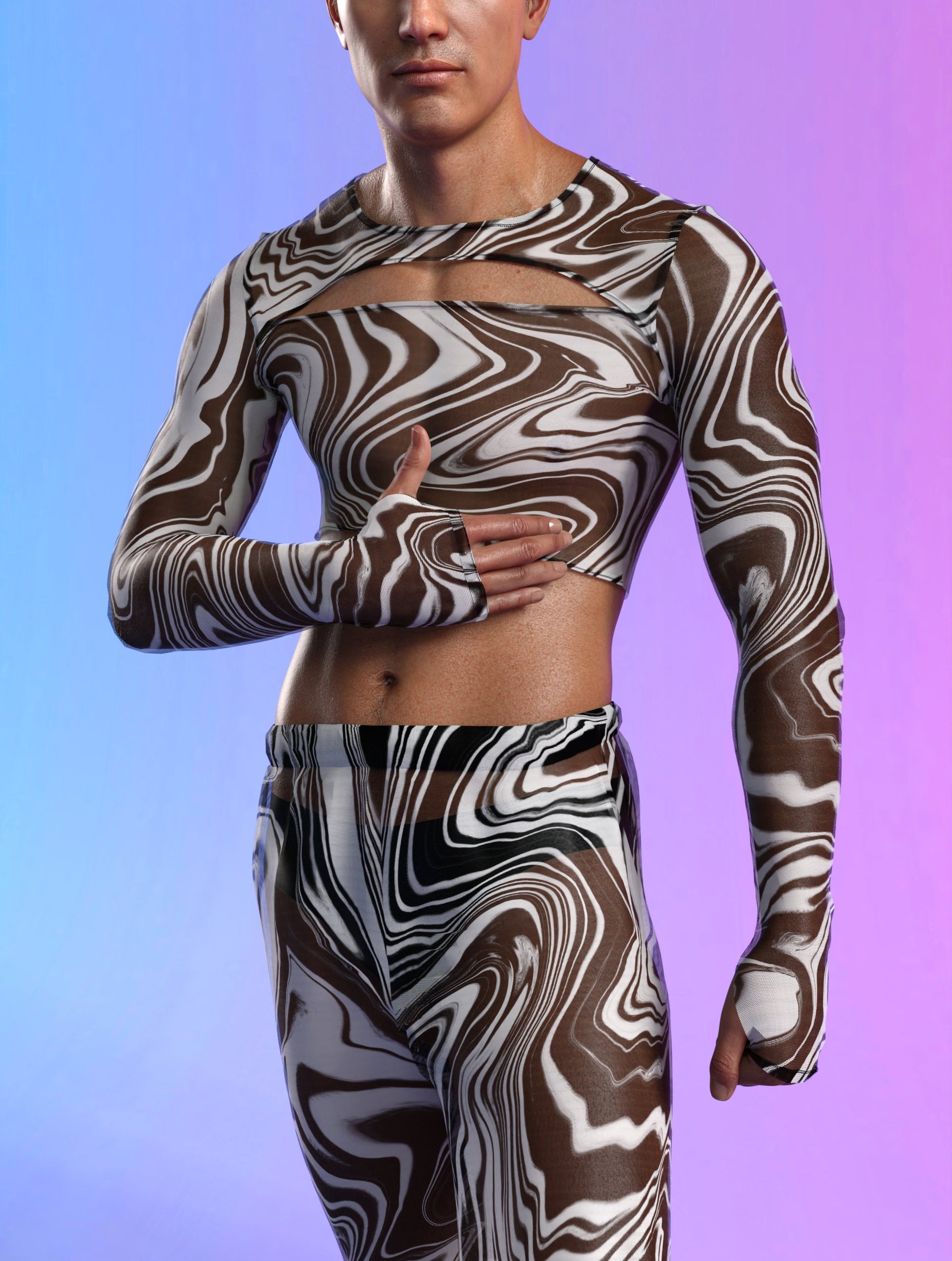 White Noise Mesh Male Split Set 1