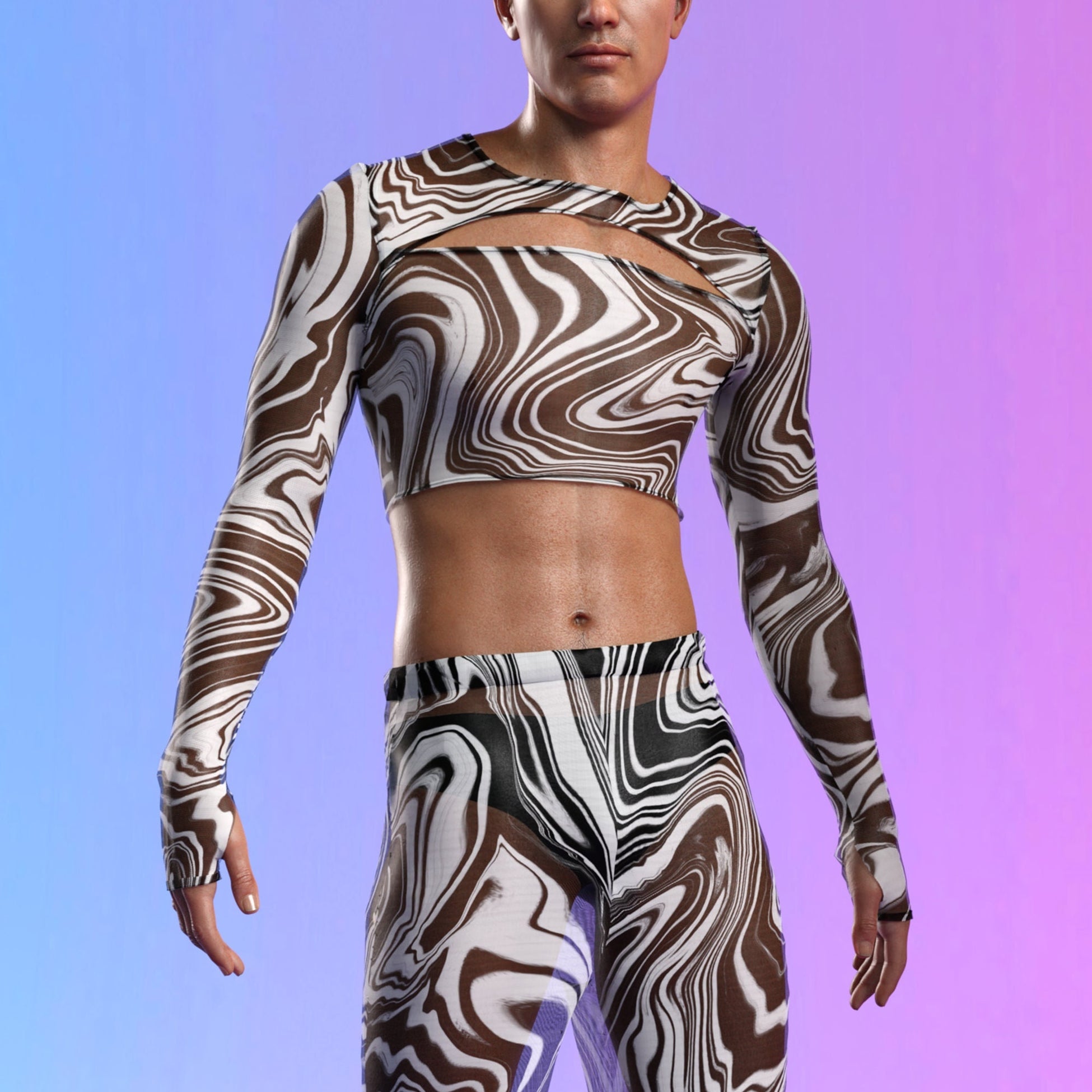White Noise Mesh Male Split Set 2