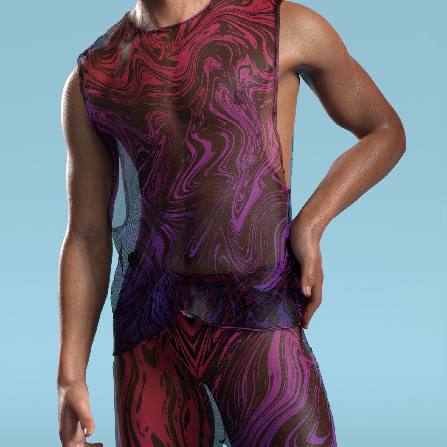 Interference Mesh Male Split Pants 6