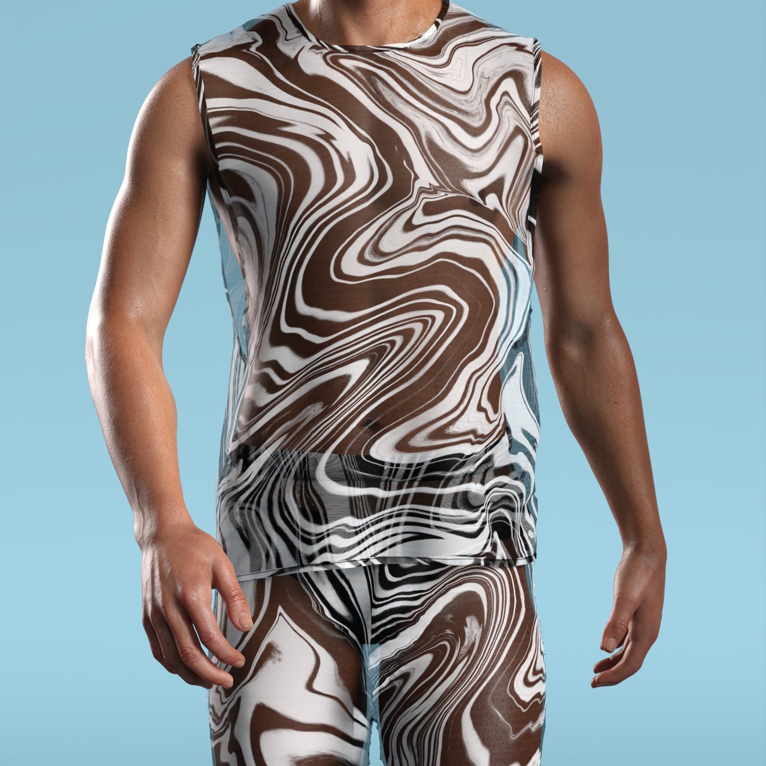 White Noise Mesh Male Split Pants 6