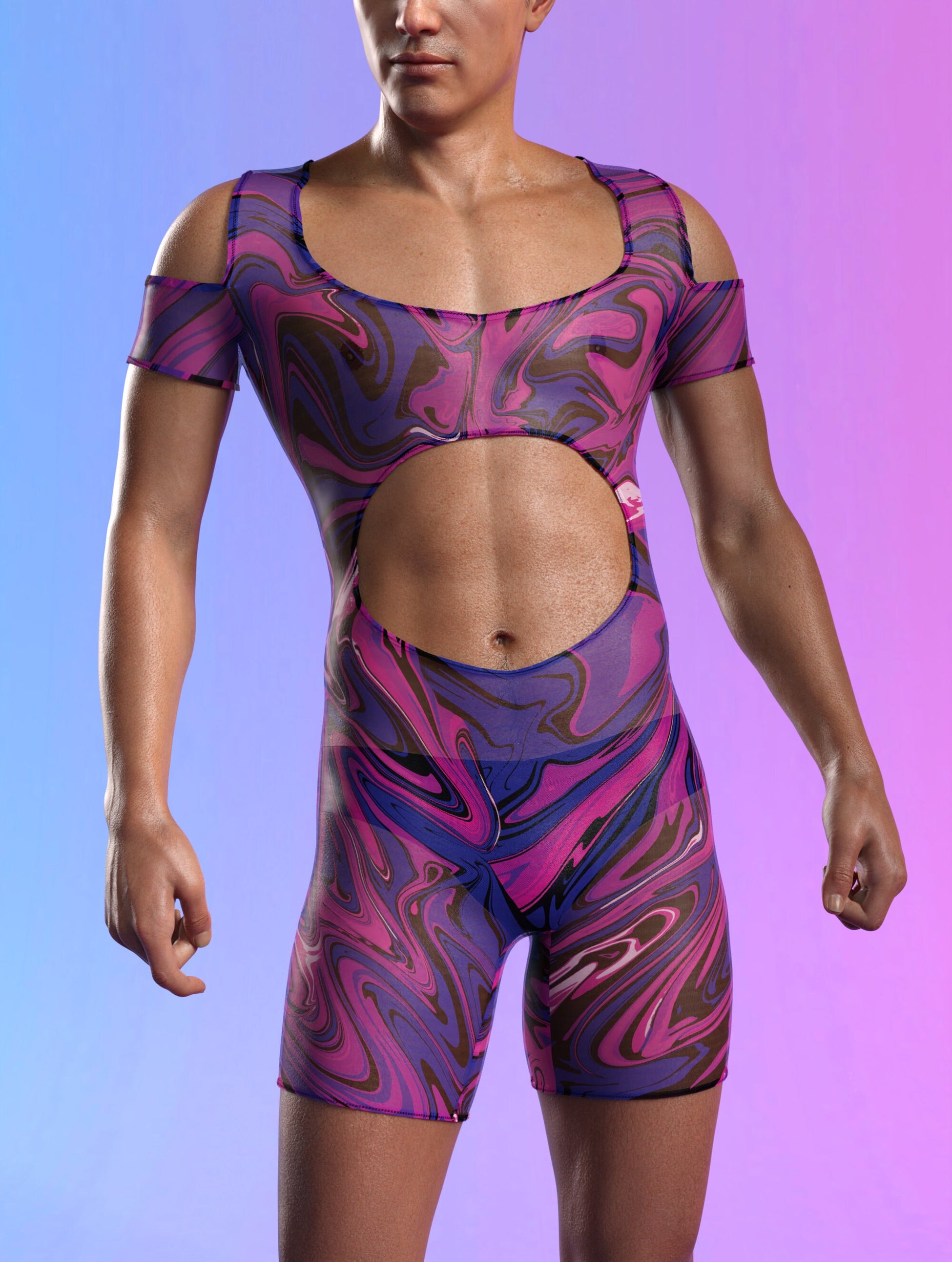 Energy Flux Mesh Male Cutout Romper 1