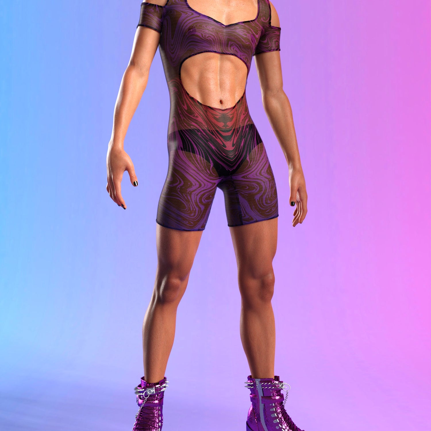Interference Mesh Male Cutout Romper 3