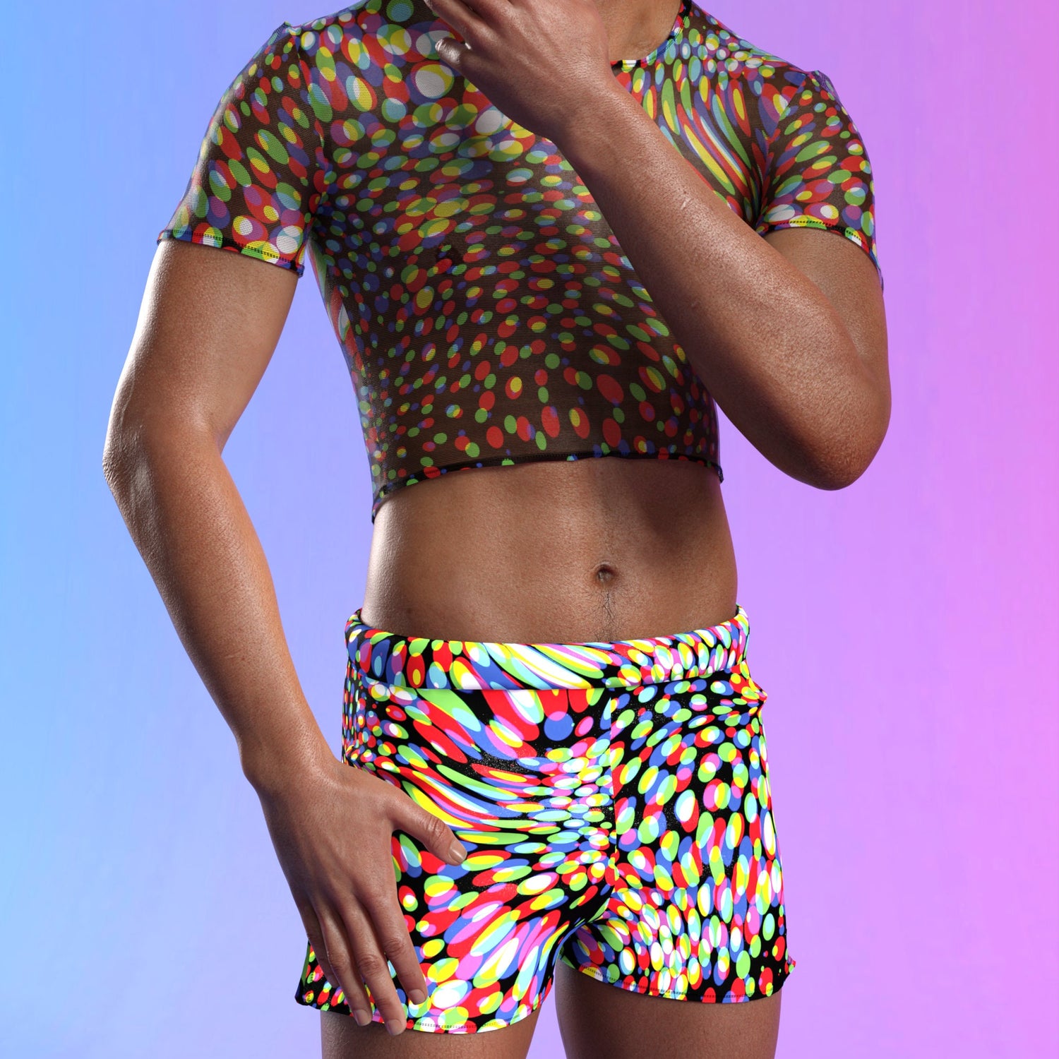 Seeing Double Male Mesh Crop Top
