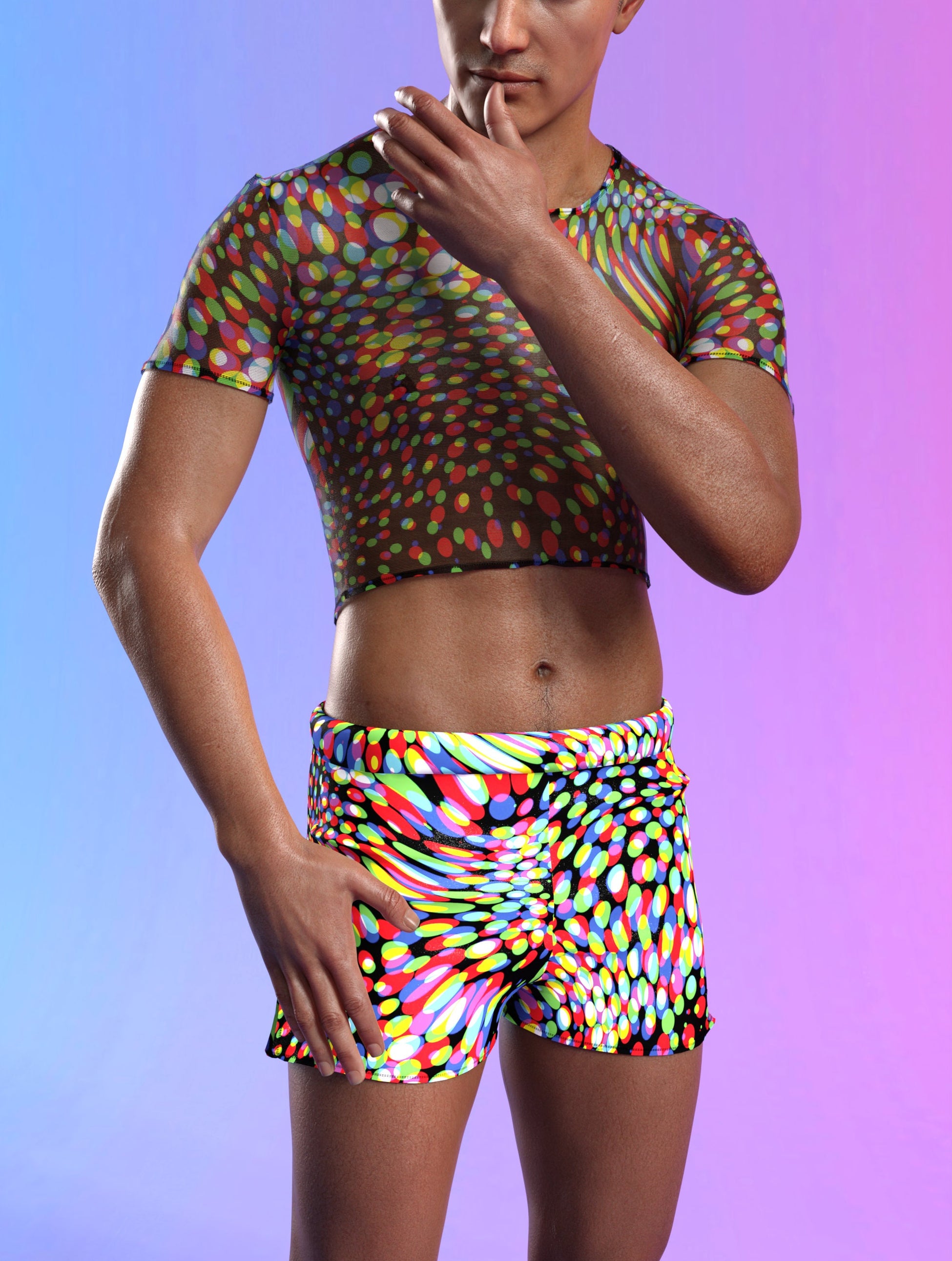 Seeing Double Male Mesh Crop Top 1