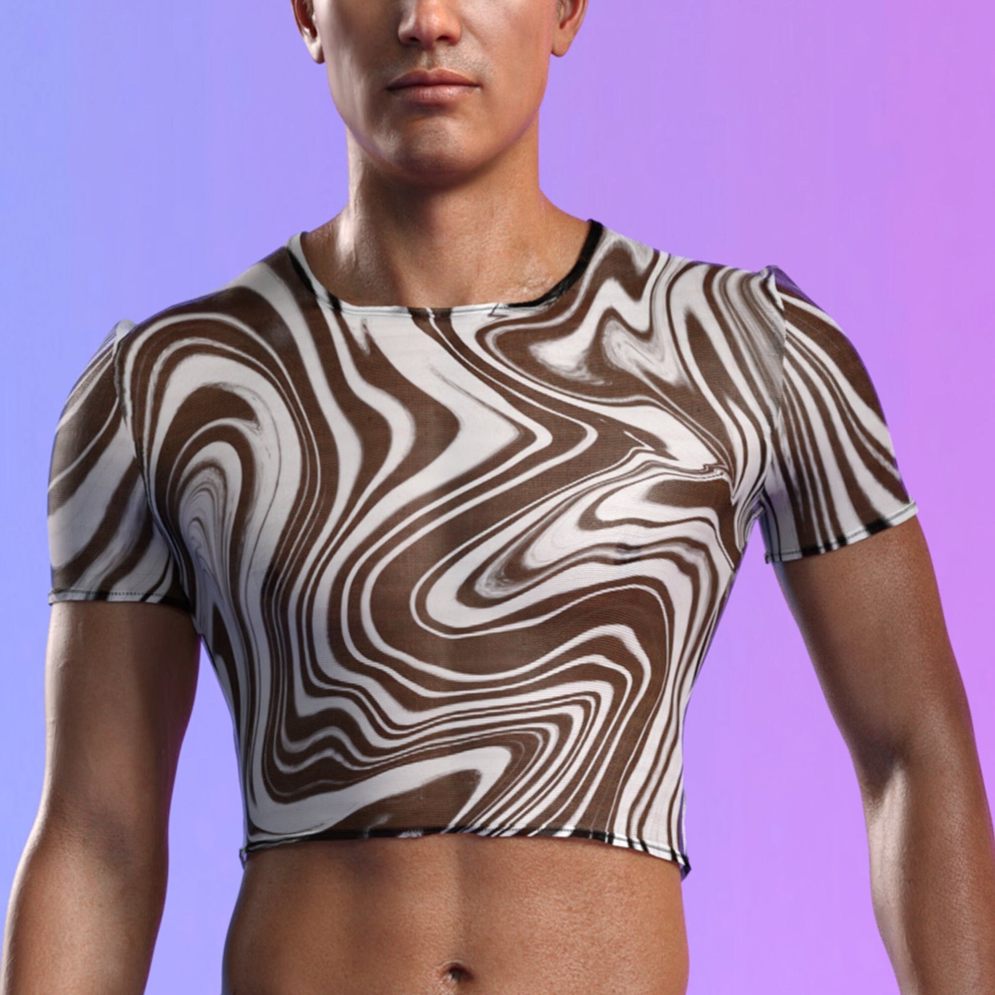 White Noise Male Mesh Crop Top 2