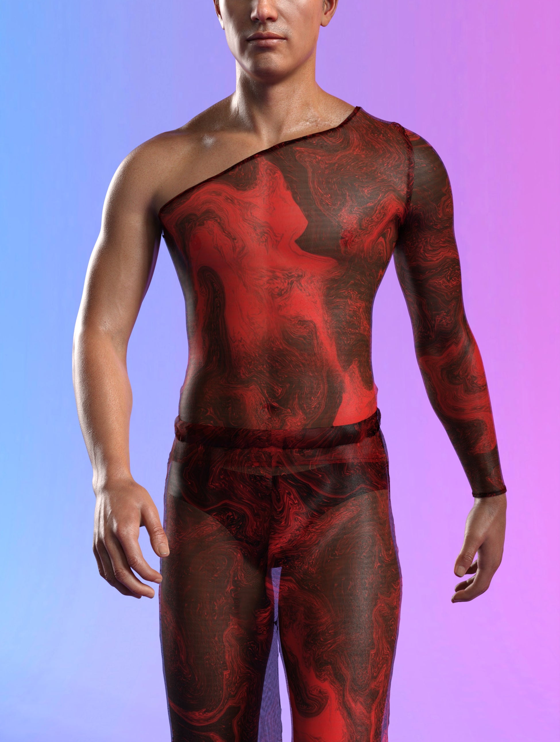 Deep Signal Mesh Male Asymmetrical Top 1