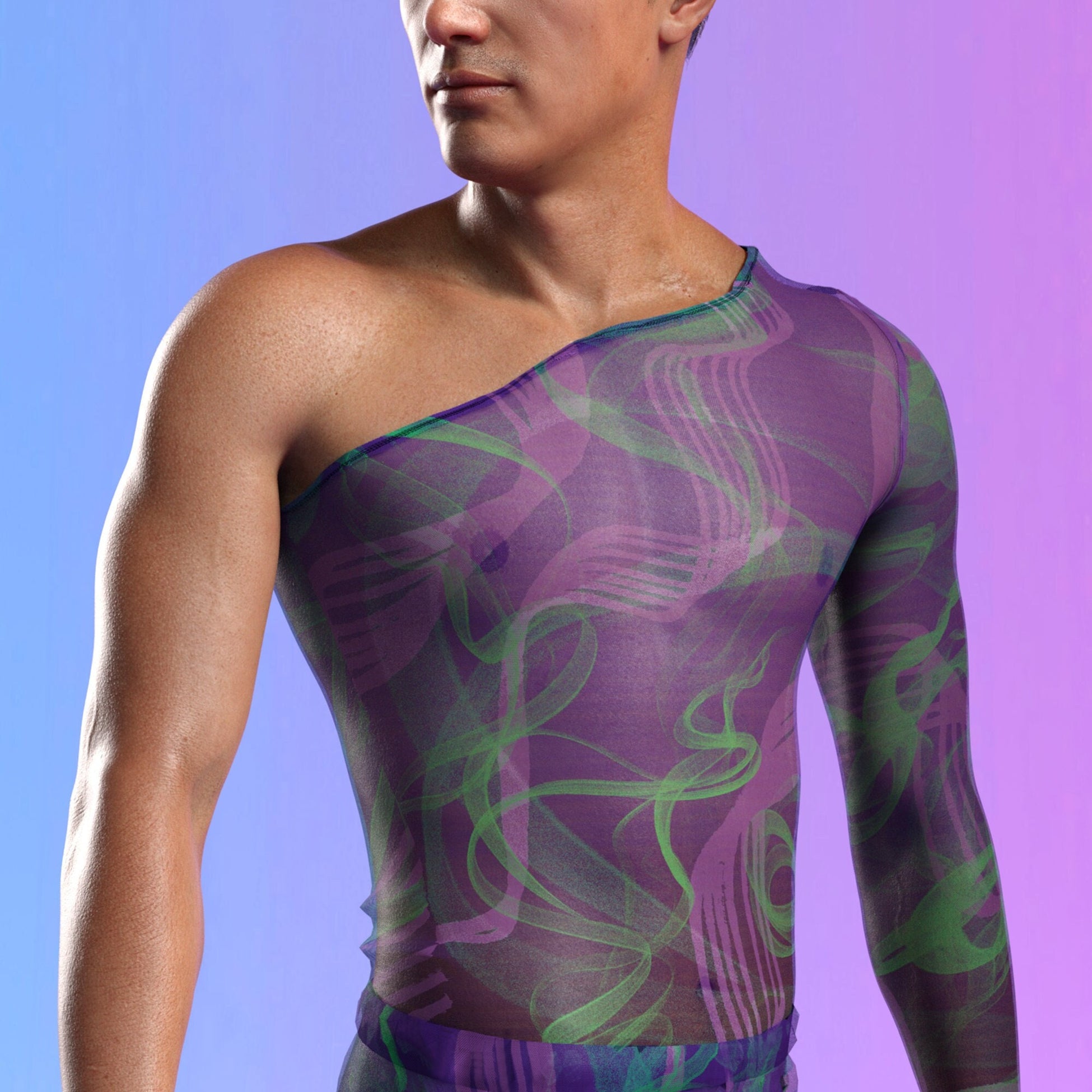 Electric Slide Dark Mesh Male Asymmetrical Top 2