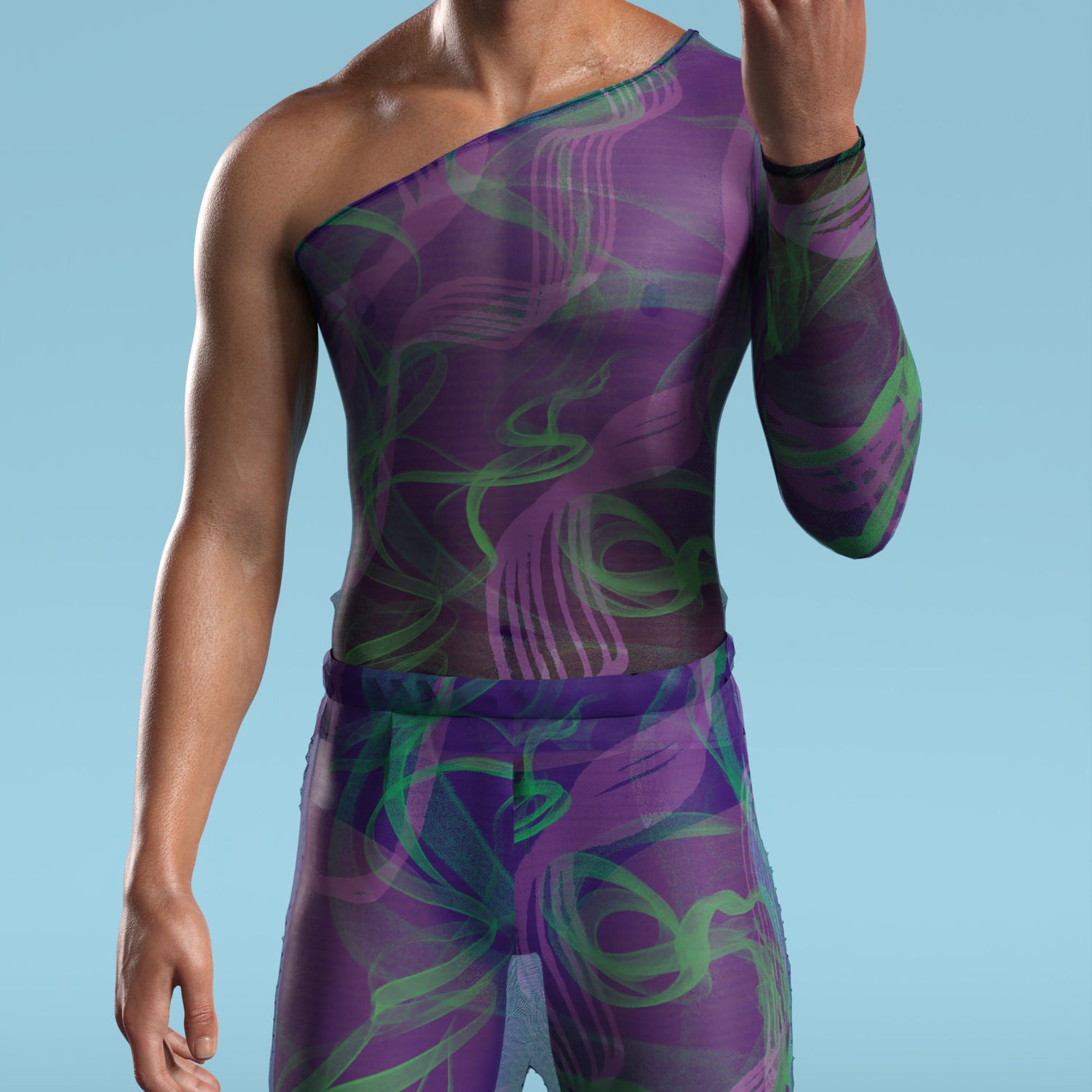 Electric Slide Dark Mesh Male Split Pants 6