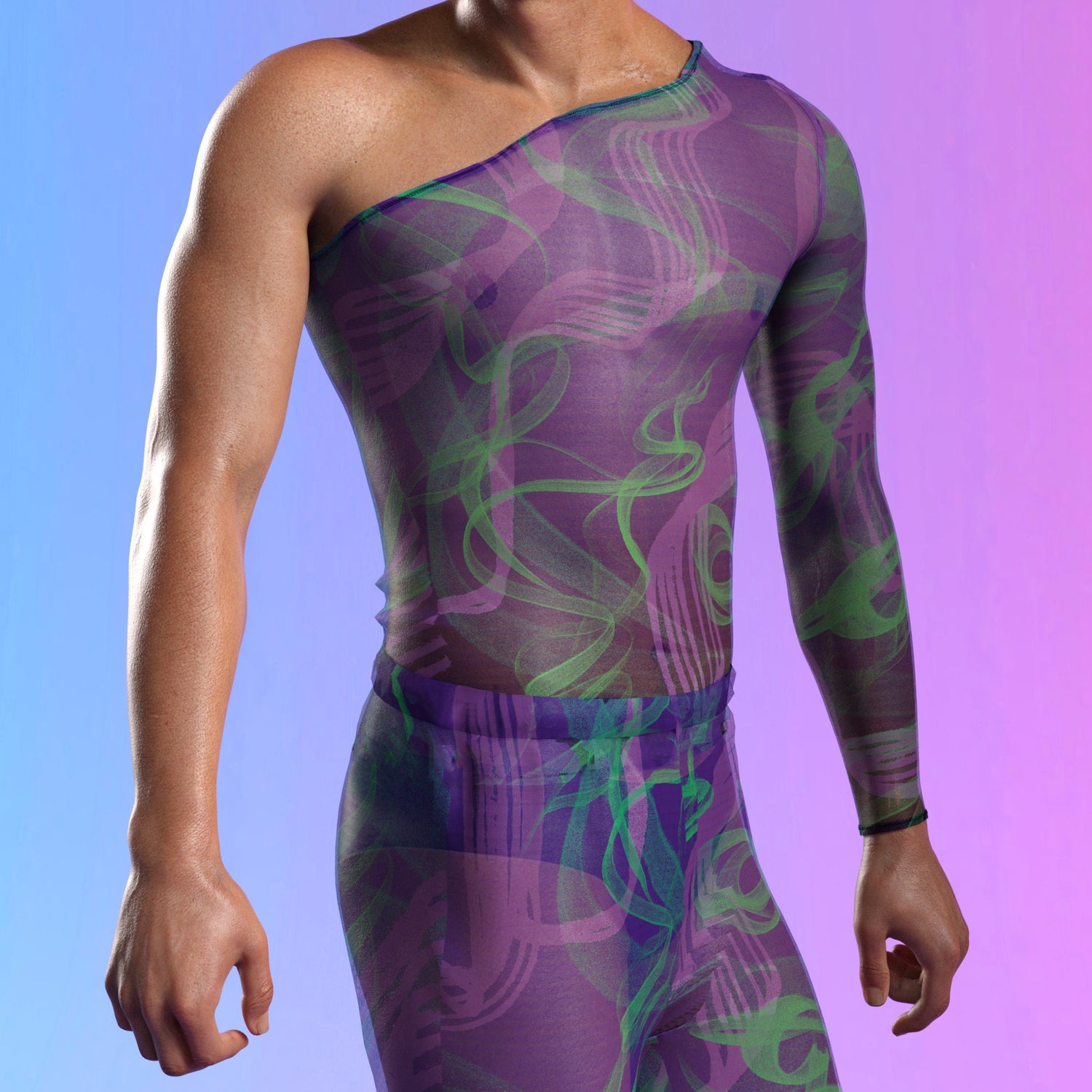 Electric Slide Dark Mesh Male Split Pants