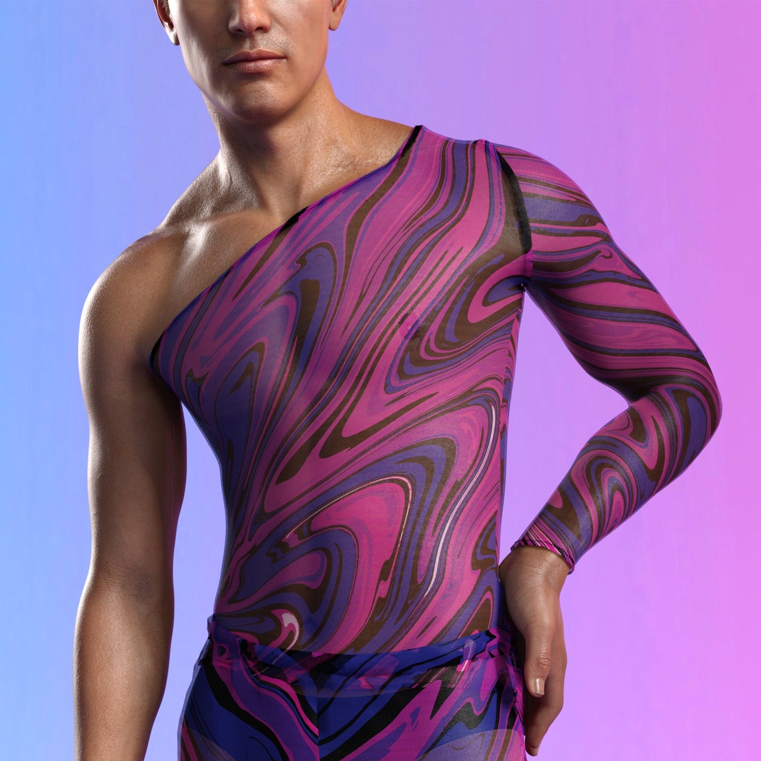 Energy Flux Mesh Male Asymmetrical Top Pink