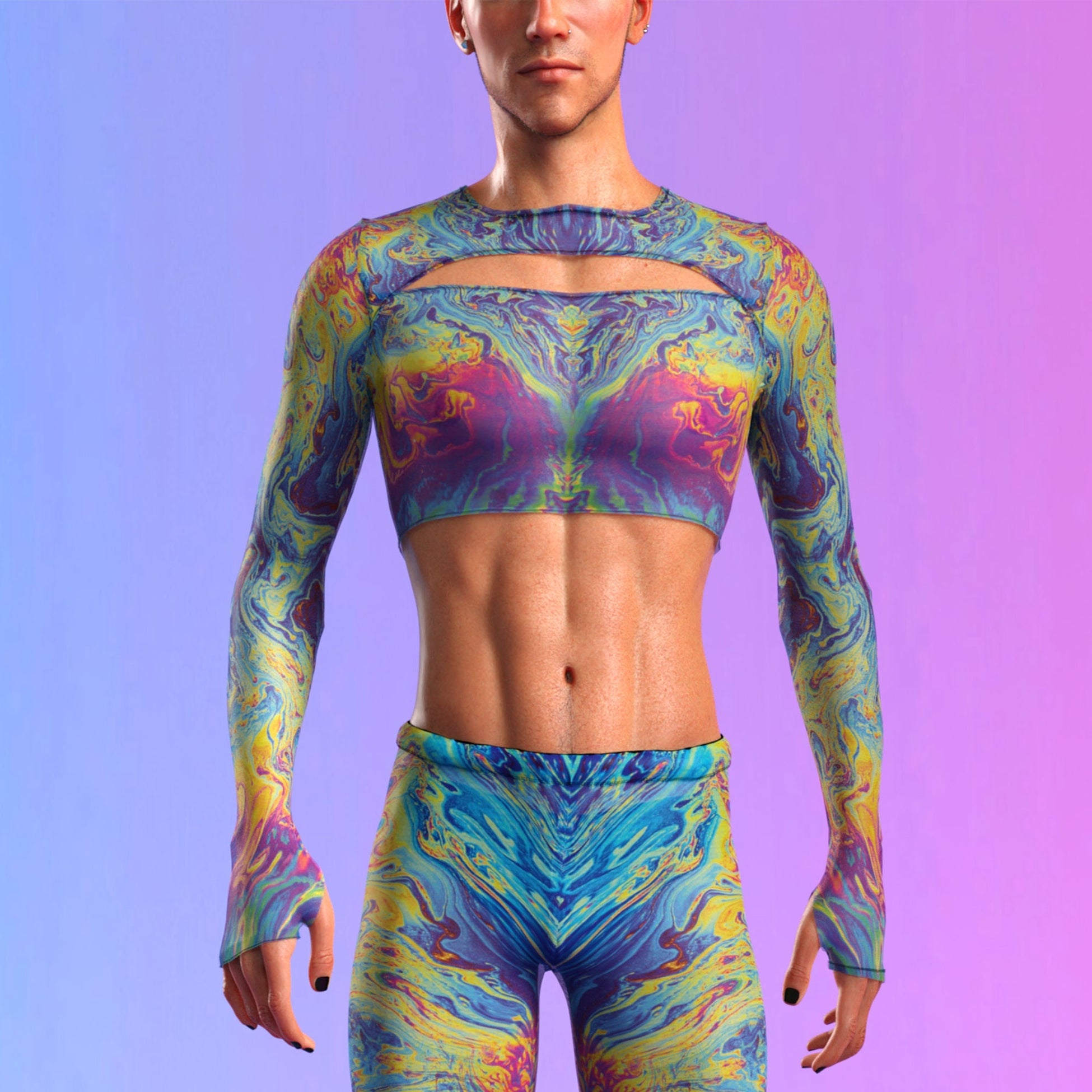 Intercepted Mesh Male Cutout Top 1